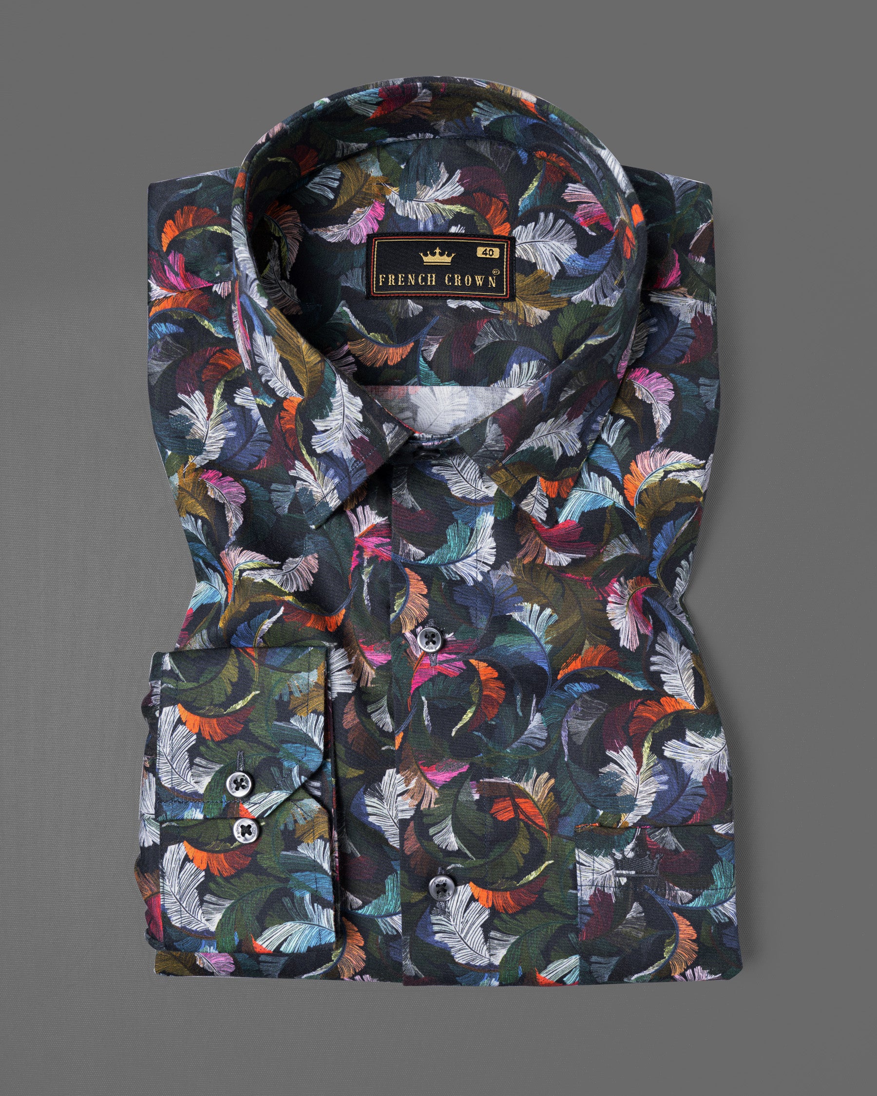 Jaguar Black Multicolor Feathers Printed Premium Cotton Shirt 5523-BLK-38, 5523-BLK-H-38, 5523-BLK-39, 5523-BLK-H-39, 5523-BLK-40, 5523-BLK-H-40, 5523-BLK-42, 5523-BLK-H-42, 5523-BLK-44, 5523-BLK-H-44, 5523-BLK-46, 5523-BLK-H-46, 5523-BLK-48, 5523-BLK-H-48, 5523-BLK-50, 5523-BLK-H-50, 5523-BLK-52, 5523-BLK-H-52