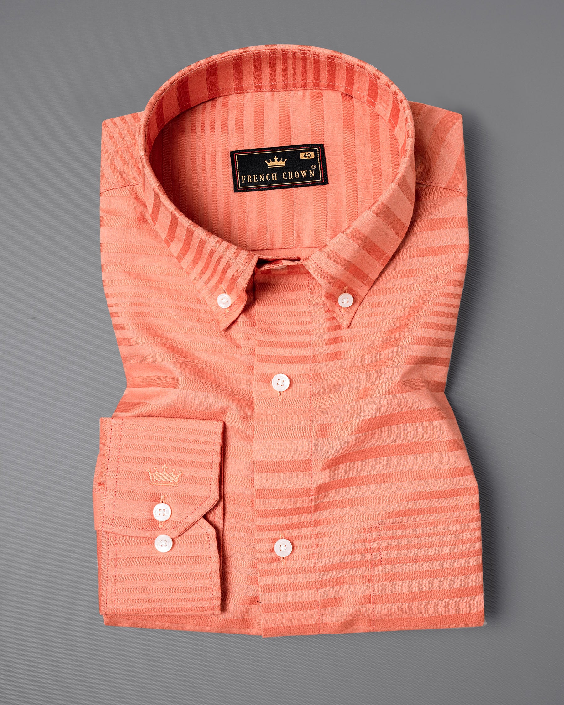 Apricot Striped Dobby Textured Premium Giza Cotton Shirt 5524-BD-38, 5524-BD-H-38, 5524-BD-39, 5524-BD-H-39, 5524-BD-40, 5524-BD-H-40, 5524-BD-42, 5524-BD-H-42, 5524-BD-44, 5524-BD-H-44, 5524-BD-46, 5524-BD-H-46, 5524-BD-48, 5524-BD-H-48, 5524-BD-50, 5524-BD-H-50, 5524-BD-52, 5524-BD-H-52