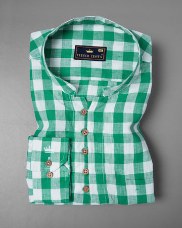 Observatory Green and White Checkered Luxurious Linen Kurta Shirt 5561-KS-38, 5561-KS-H-38, 5561-KS-39, 5561-KS-H-39, 5561-KS-40, 5561-KS-H-40, 5561-KS-42, 5561-KS-H-42, 5561-KS-44, 5561-KS-H-44, 5561-KS-46, 5561-KS-H-46, 5561-KS-48, 5561-KS-H-48, 5561-KS-50, 5561-KS-H-50, 5561-KS-52, 5561-KS-H-52