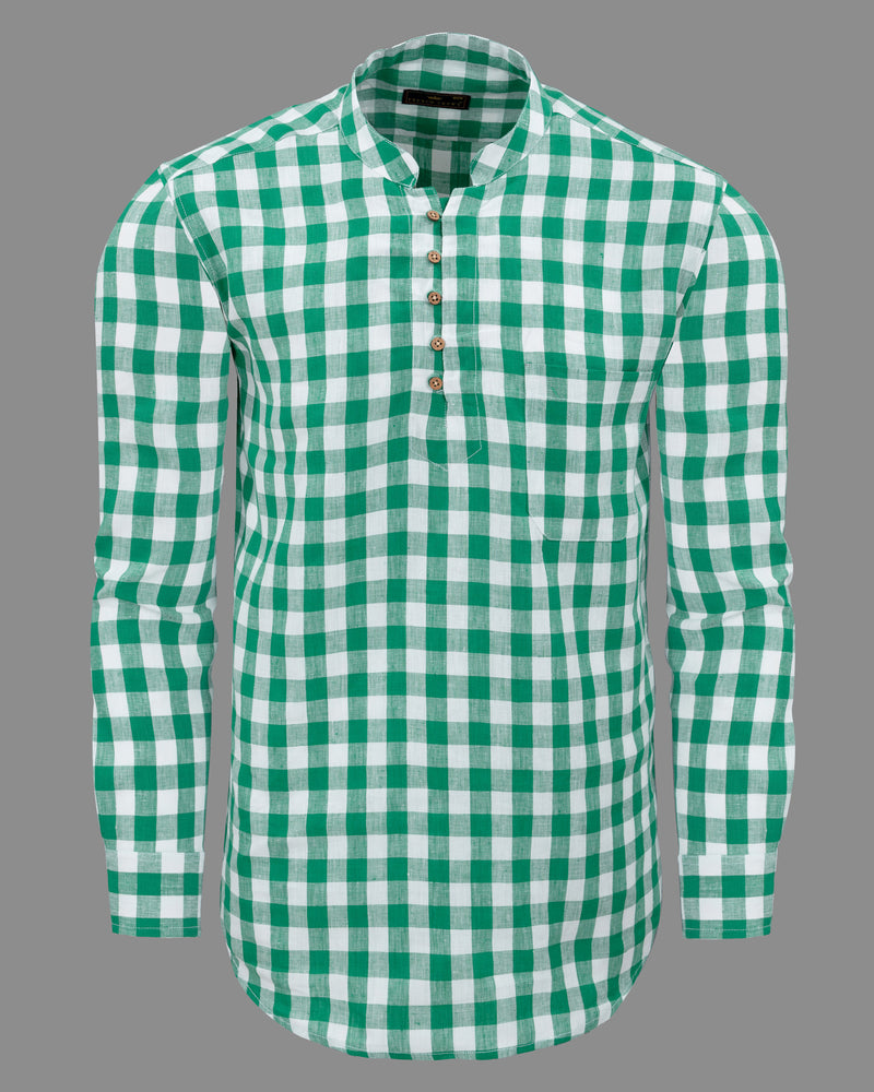 Observatory Green and White Checkered Luxurious Linen Kurta Shirt 5561-KS-38, 5561-KS-H-38, 5561-KS-39, 5561-KS-H-39, 5561-KS-40, 5561-KS-H-40, 5561-KS-42, 5561-KS-H-42, 5561-KS-44, 5561-KS-H-44, 5561-KS-46, 5561-KS-H-46, 5561-KS-48, 5561-KS-H-48, 5561-KS-50, 5561-KS-H-50, 5561-KS-52, 5561-KS-H-52