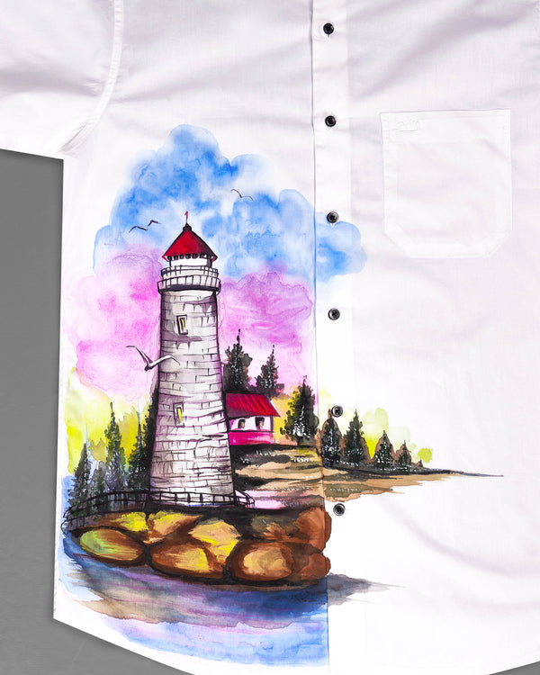 Bright White Multicolour With Artistic Light House Hand-Painted Premium Cotton Designer Shirt 5632-BLK-ART-38, 5632-BLK-ART-H-38, 5632-BLK-ART-39, 5632-BLK-ART-H-39, 5632-BLK-ART-40, 5632-BLK-ART-H-40, 5632-BLK-ART-42, 5632-BLK-ART-H-42, 5632-BLK-ART-44, 5632-BLK-ART-H-44, 5632-BLK-ART-46, 5632-BLK-ART-H-46, 5632-BLK-ART-48, 5632-BLK-ART-H-48, 5632-BLK-ART-50, 5632-BLK-ART-H-50, 5632-BLK-ART-52, 5632-BLK-ART-H-52