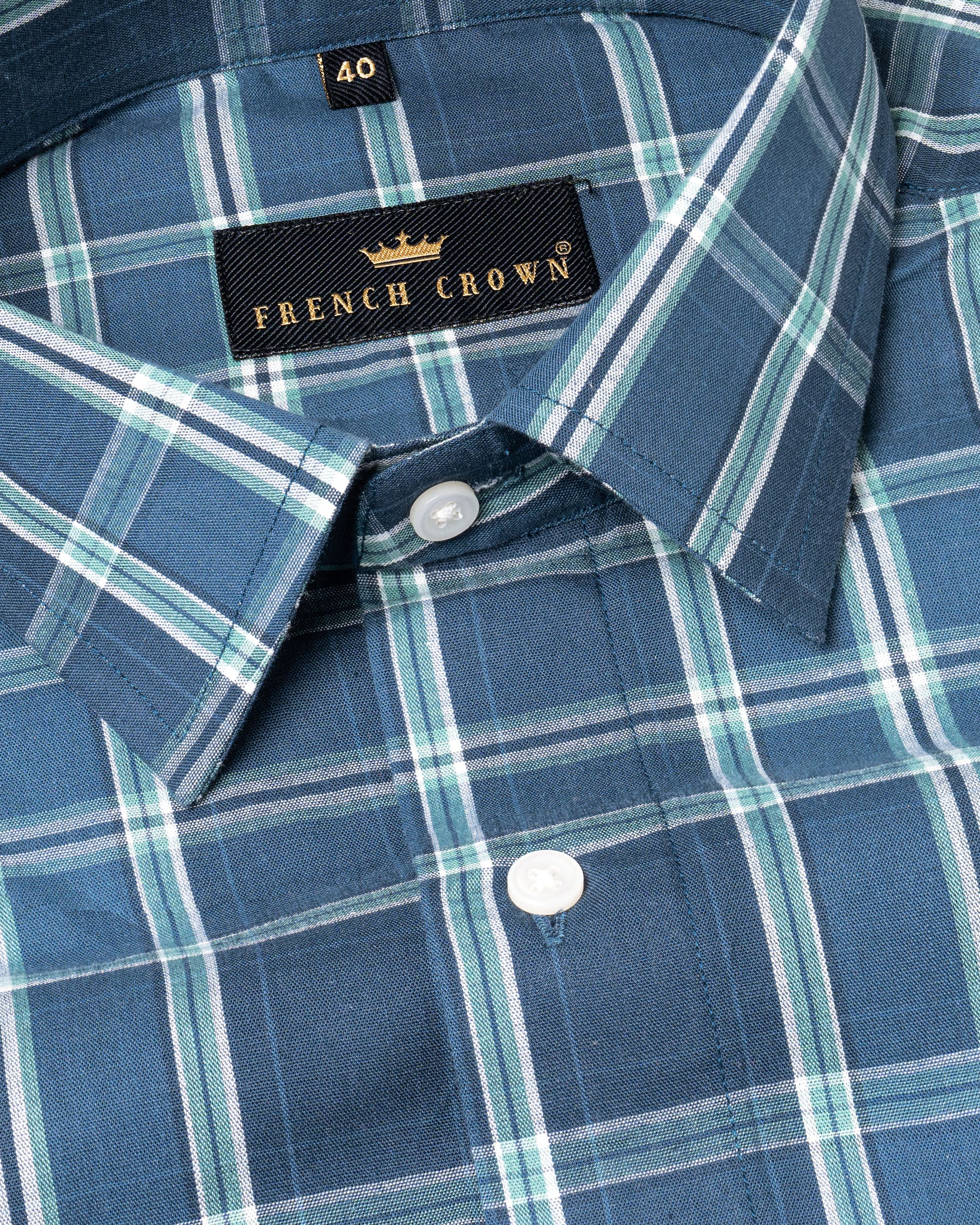 Nile Blue Plaid Premium Cotton Shirt 5633-38, 5633-H-38, 5633-39, 5633-H-39, 5633-40, 5633-H-40, 5633-42, 5633-H-42, 5633-44, 5633-H-44, 5633-46, 5633-H-46, 5633-48, 5633-H-48, 5633-50, 5633-H-50, 5633-52, 5633-H-52