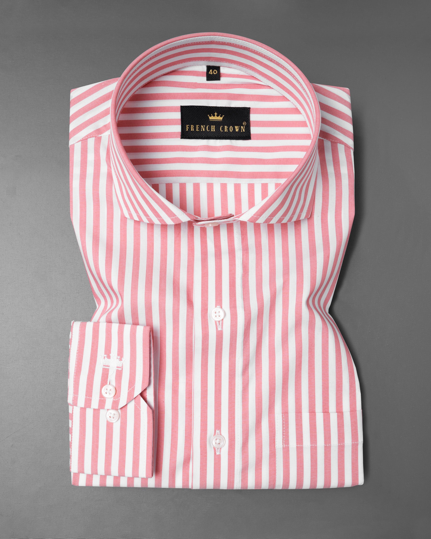 Sea Pink and White Striped Premium Cotton Shirt 5683-CA-38, 5683-CA-H-38, 5683-CA-39, 5683-CA-H-39, 5683-CA-40, 5683-CA-H-40, 5683-CA-42, 5683-CA-H-42, 5683-CA-44, 5683-CA-H-44, 5683-CA-46, 5683-CA-H-46, 5683-CA-48, 5683-CA-H-48, 5683-CA-50, 5683-CA-H-50, 5683-CA-52, 5683-CA-H-52