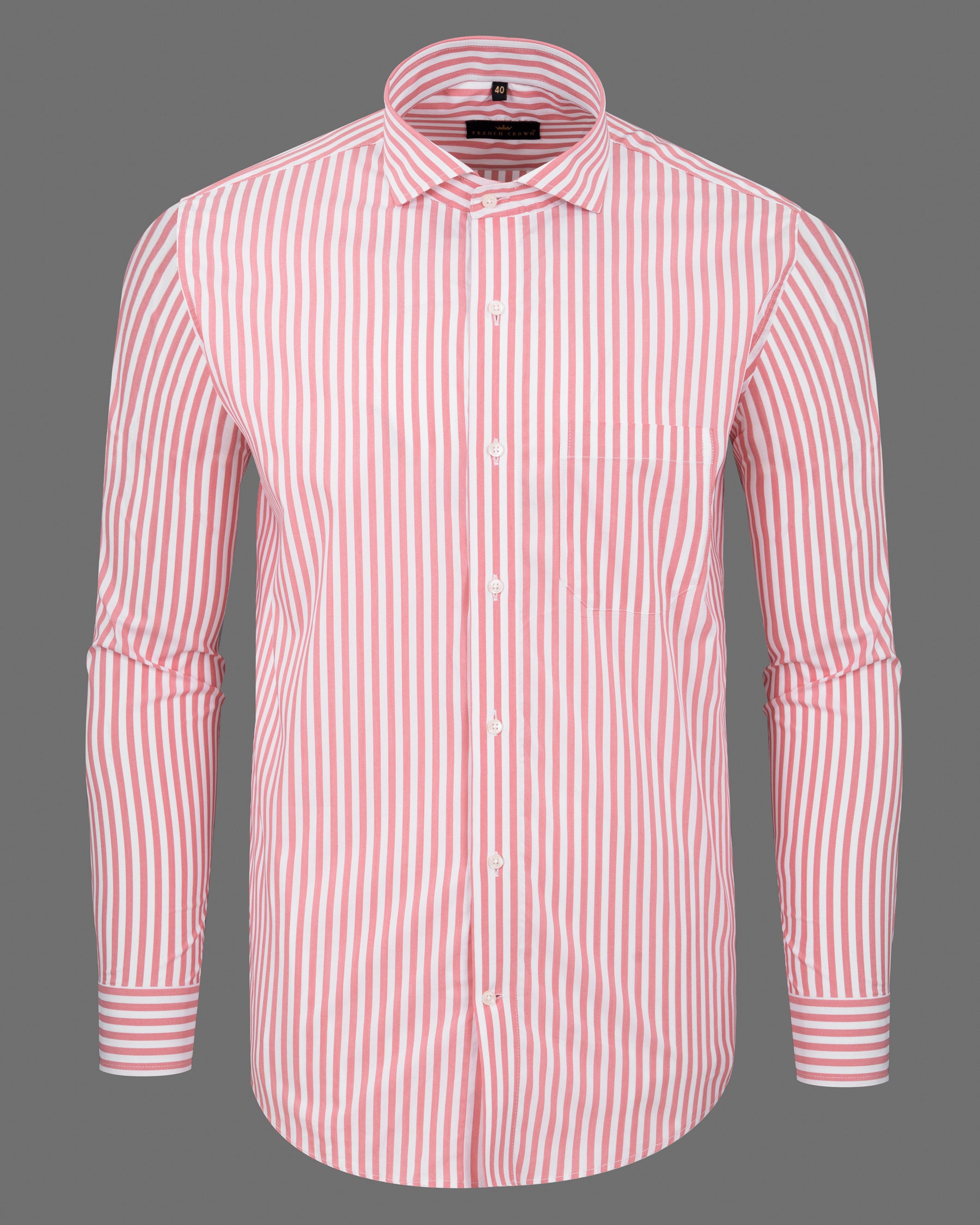 Sea Pink and White Striped Premium Cotton Shirt 5683-CA-38, 5683-CA-H-38, 5683-CA-39, 5683-CA-H-39, 5683-CA-40, 5683-CA-H-40, 5683-CA-42, 5683-CA-H-42, 5683-CA-44, 5683-CA-H-44, 5683-CA-46, 5683-CA-H-46, 5683-CA-48, 5683-CA-H-48, 5683-CA-50, 5683-CA-H-50, 5683-CA-52, 5683-CA-H-52