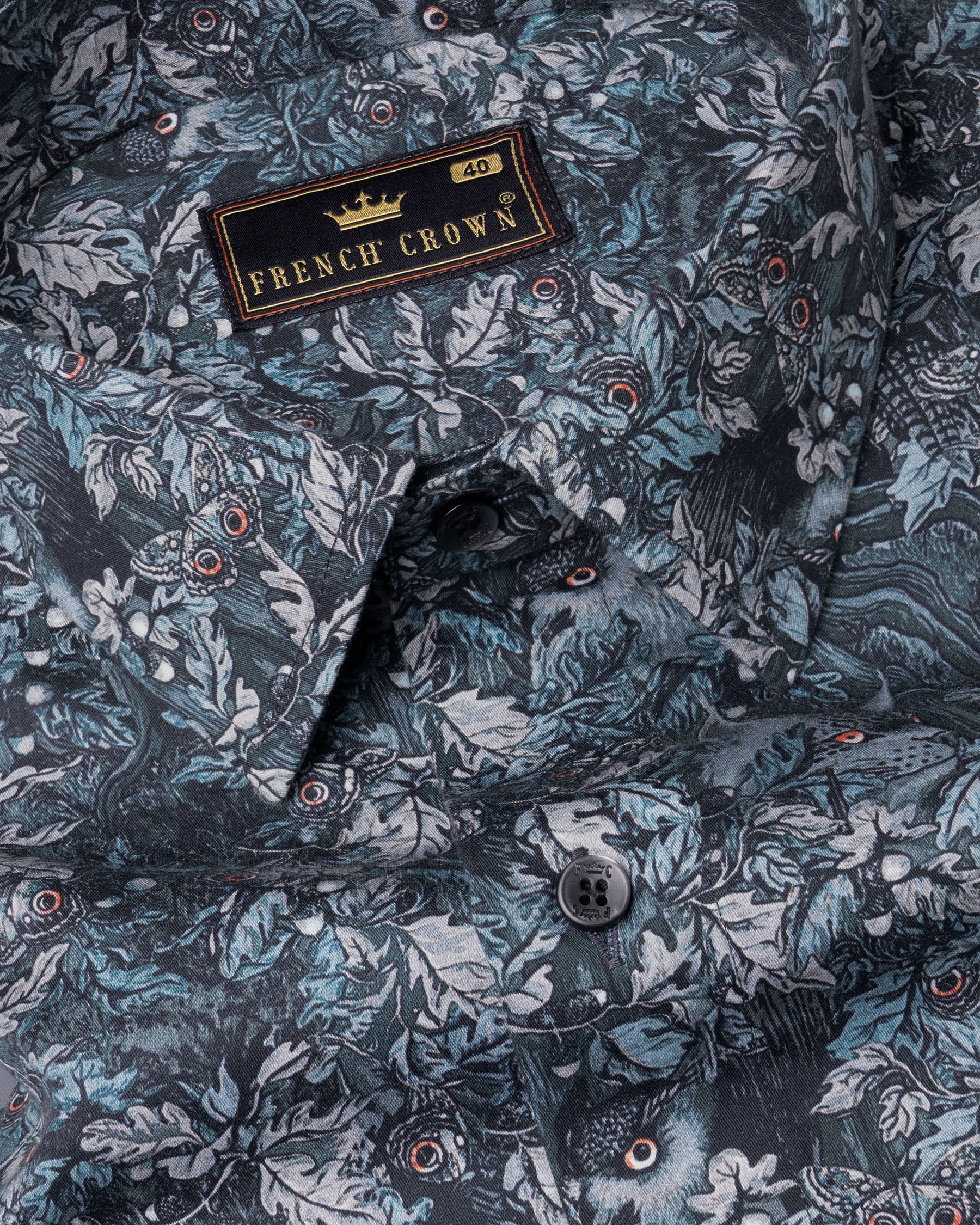 Storm Grey Owl Printed Super Soft Premium Cotton Shirt 5772-BLK-38, 5772-BLK-H-38, 5772-BLK-39, 5772-BLK-H-39, 5772-BLK-40, 5772-BLK-H-40, 5772-BLK-42, 5772-BLK-H-42, 5772-BLK-44, 5772-BLK-H-44, 5772-BLK-46, 5772-BLK-H-46, 5772-BLK-48, 5772-BLK-H-48, 5772-BLK-50, 5772-BLK-H-50, 5772-BLK-52, 5772-BLK-H-52