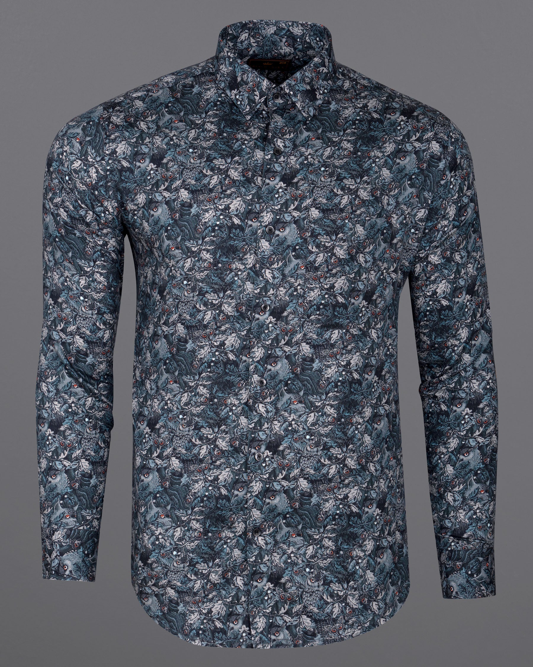 Storm Grey Owl Printed Super Soft Premium Cotton Shirt 5772-BLK-38, 5772-BLK-H-38, 5772-BLK-39, 5772-BLK-H-39, 5772-BLK-40, 5772-BLK-H-40, 5772-BLK-42, 5772-BLK-H-42, 5772-BLK-44, 5772-BLK-H-44, 5772-BLK-46, 5772-BLK-H-46, 5772-BLK-48, 5772-BLK-H-48, 5772-BLK-50, 5772-BLK-H-50, 5772-BLK-52, 5772-BLK-H-52