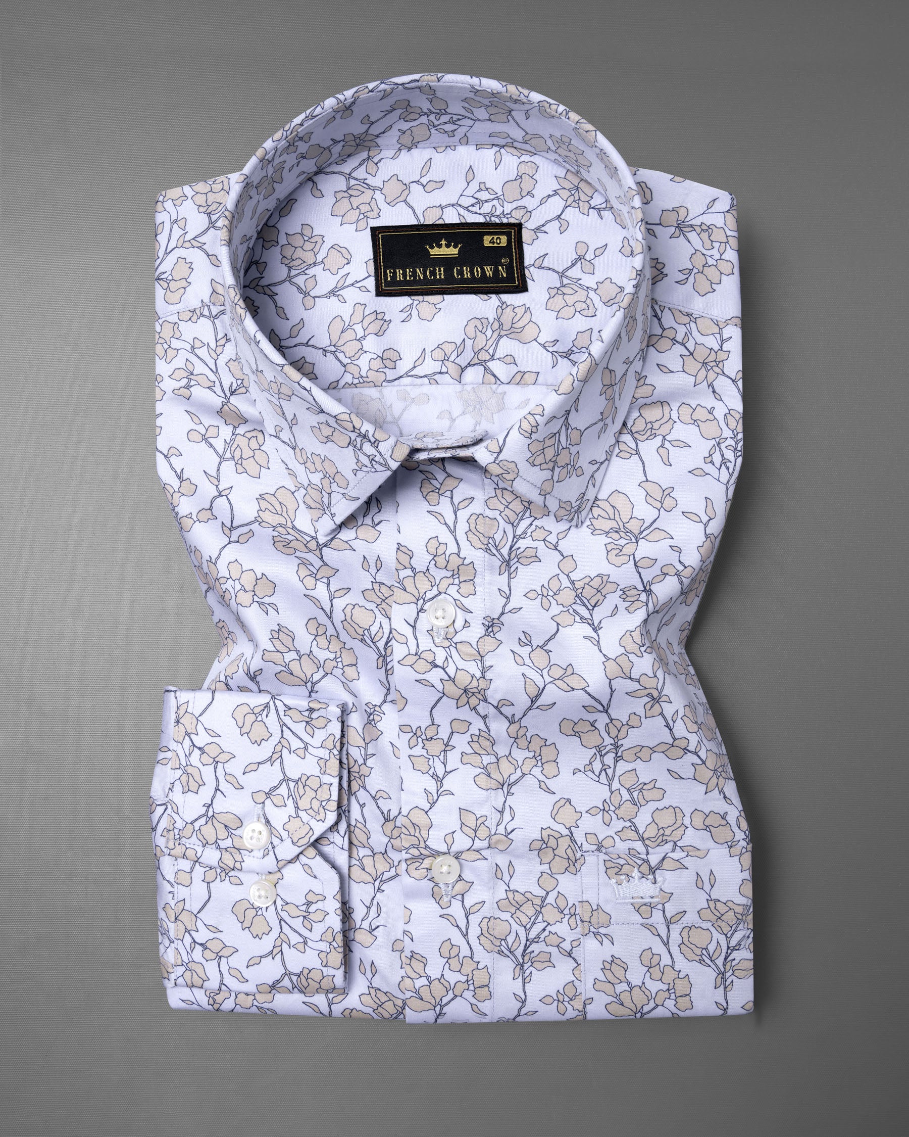 Wistful Blue Leaves Printed Super Soft Premium Cotton Shirt 5776-38, 5776-H-38, 5776-39, 5776-H-39, 5776-40, 5776-H-40, 5776-42, 5776-H-42, 5776-44, 5776-H-44, 5776-46, 5776-H-46, 5776-48, 5776-H-48, 5776-50, 5776-H-50, 5776-52, 5776-H-52