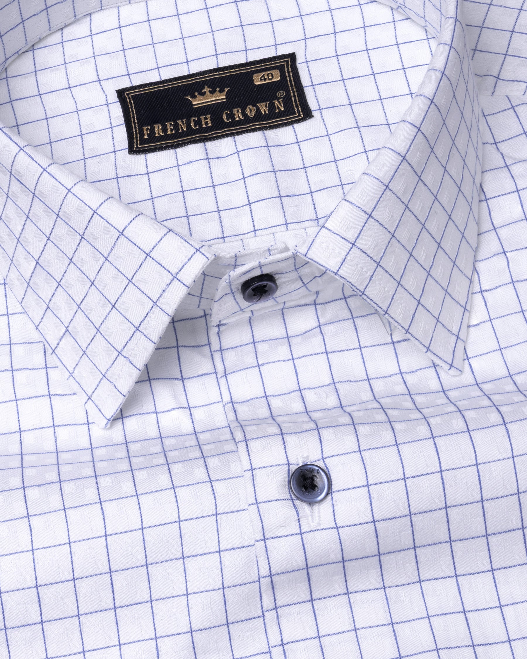 Bright White with Scampi Blue windowpane Dobby textured Premium Giza Cotton shirt 5790-BLE-38, 5790-BLE-H-38, 5790-BLE-39, 5790-BLE-H-39, 5790-BLE-40, 5790-BLE-H-40, 5790-BLE-42, 5790-BLE-H-42, 5790-BLE-44, 5790-BLE-H-44, 5790-BLE-46, 5790-BLE-H-46, 5790-BLE-48, 5790-BLE-H-48, 5790-BLE-50, 5790-BLE-H-50, 5790-BLE-52, 5790-BLE-H-52