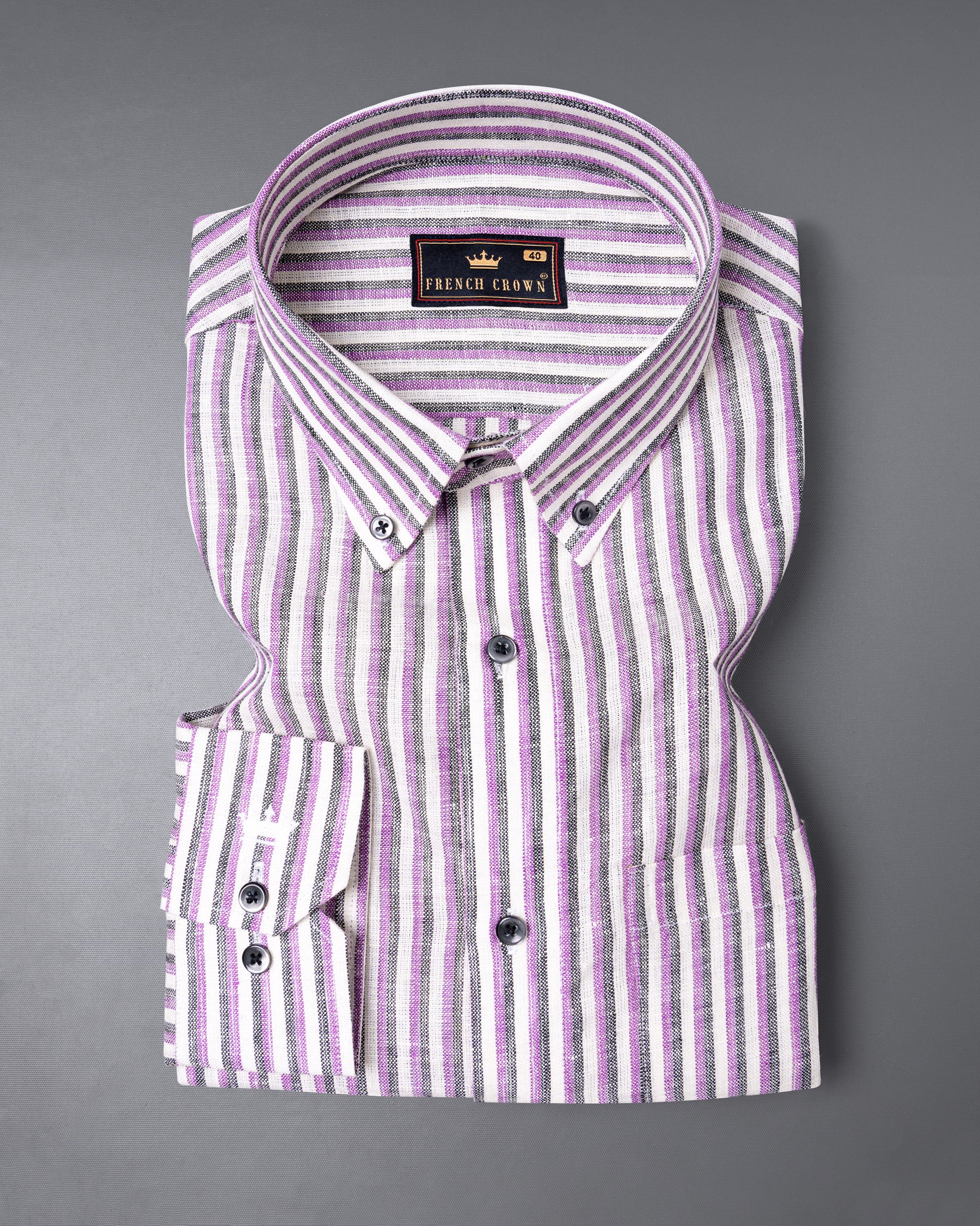 Jade Black with Purple and white Striped Luxurious Linen Shirt 5824-BD-BLK-38, 5824-BD-BLK-H-38, 5824-BD-BLK-39, 5824-BD-BLK-H-39, 5824-BD-BLK-40, 5824-BD-BLK-H-40, 5824-BD-BLK-42, 5824-BD-BLK-H-42, 5824-BD-BLK-44, 5824-BD-BLK-H-44, 5824-BD-BLK-46, 5824-BD-BLK-H-46, 5824-BD-BLK-48, 5824-BD-BLK-H-48, 5824-BD-BLK-50, 5824-BD-BLK-H-50, 5824-BD-BLK-52, 5824-BD-BLK-H-52