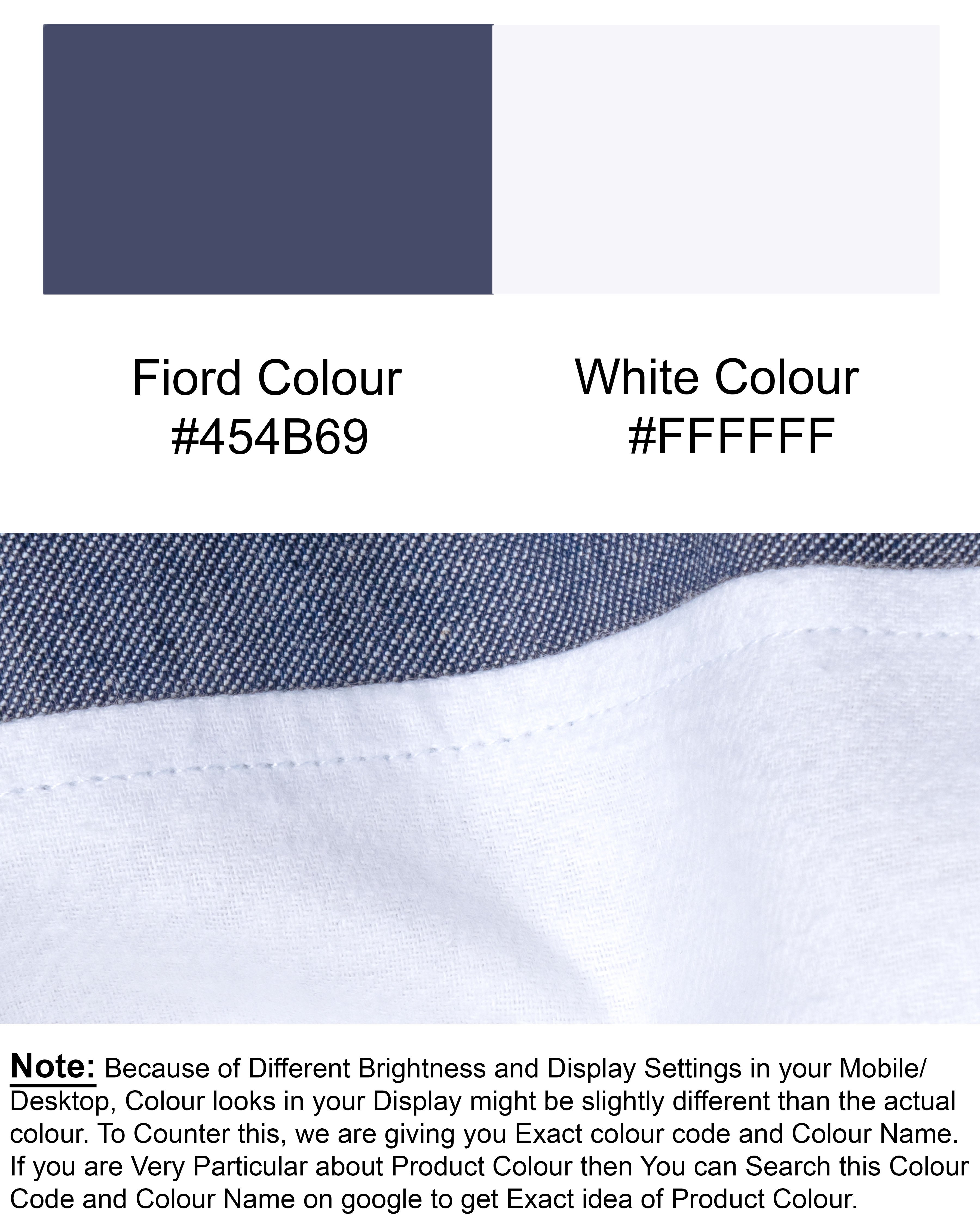 Half White half fiord Blue Royal Oxford Hoodie Jacket