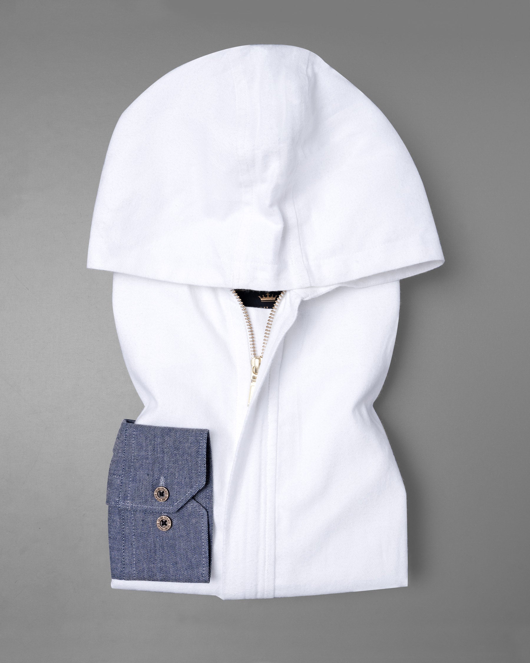 Half White half fiord Blue Royal Oxford Hoodie Jacket