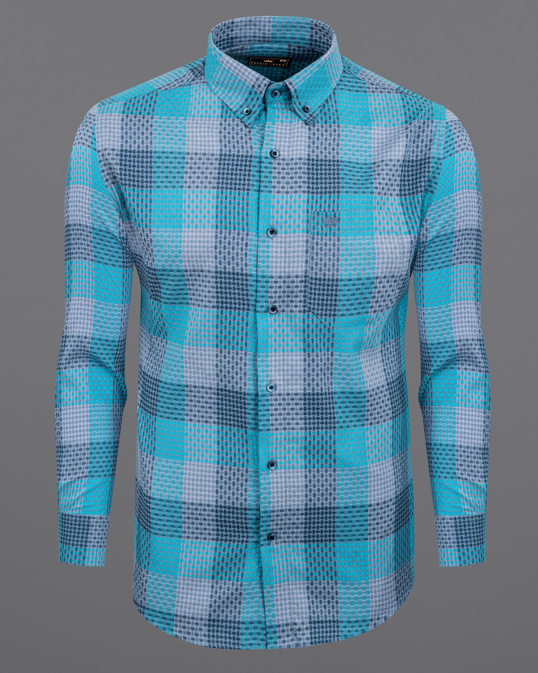 Bright Turquoise Blue and Dark Cerulean Twill Plaid Premium Cotton Shirt 5834-BD-BLE-38, 5834-BD-BLE-H-38, 5834-BD-BLE-39, 5834-BD-BLE-H-39, 5834-BD-BLE-40, 5834-BD-BLE-H-40, 5834-BD-BLE-42, 5834-BD-BLE-H-42, 5834-BD-BLE-44, 5834-BD-BLE-H-44, 5834-BD-BLE-46, 5834-BD-BLE-H-46, 5834-BD-BLE-48, 5834-BD-BLE-H-48, 5834-BD-BLE-50, 5834-BD-BLE-H-50, 5834-BD-BLE-52, 5834-BD-BLE-H-52