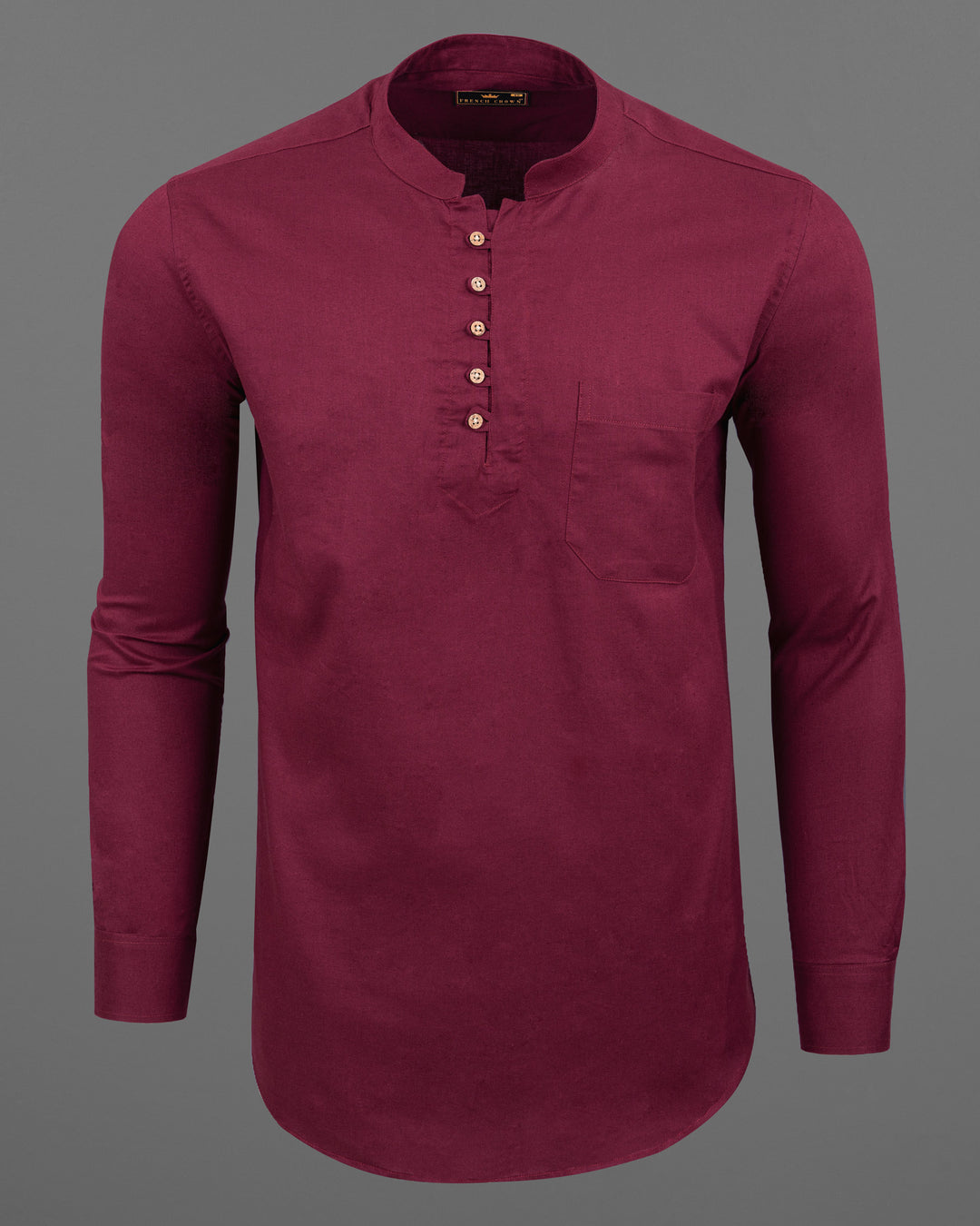BURGUNDY LUXURIOUS LINEN KURTA SHIRT