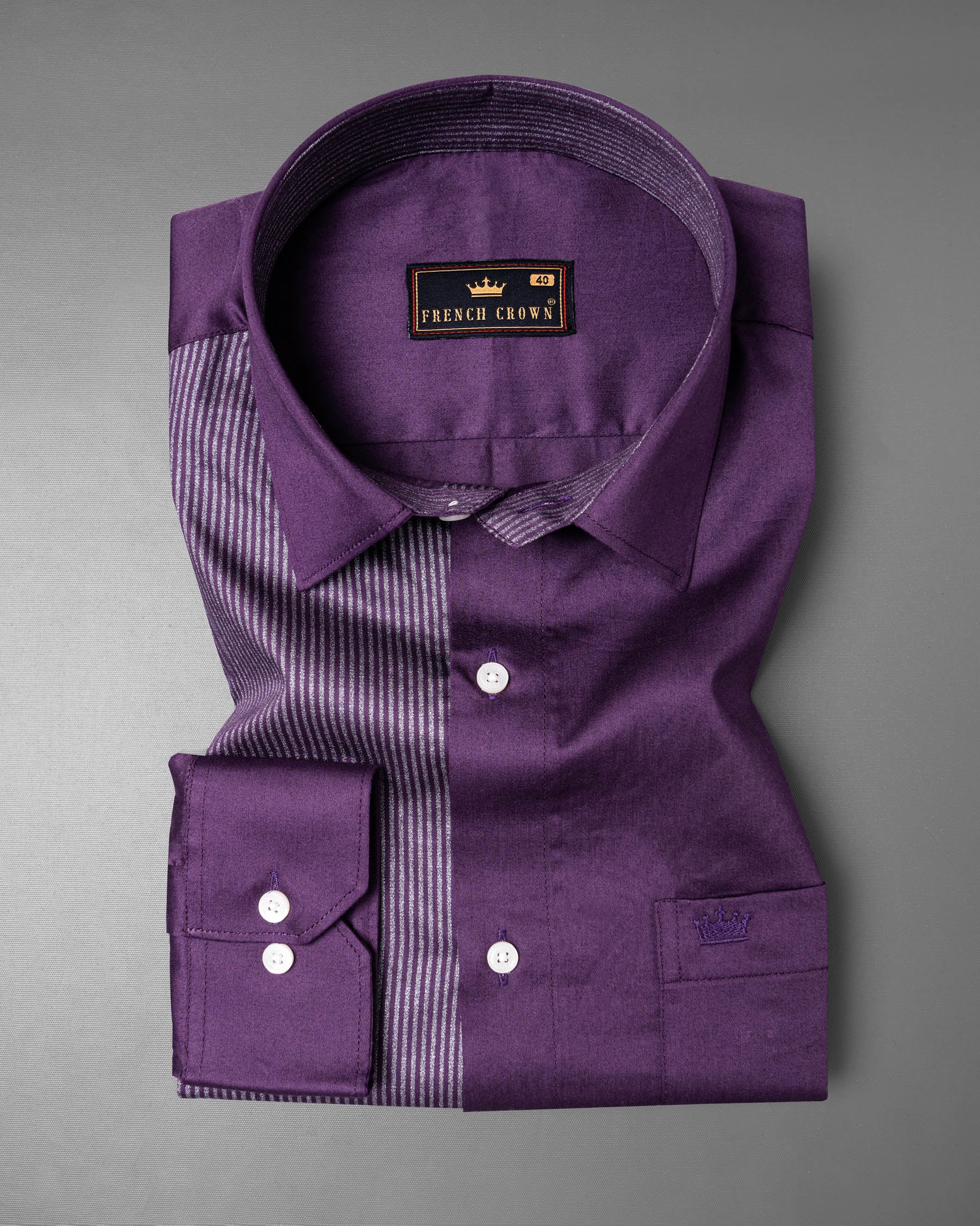 Purple with Silver Striped Super Soft Premium Cotton Shirt 5880-38, 5880-H-38, 5880-39, 5880-H-39, 5880-40, 5880-H-40, 5880-42, 5880-H-42, 5880-44, 5880-H-44, 5880-46, 5880-H-46, 5880-48, 5880-H-48, 5880-50, 5880-H-50, 5880-52, 5880-H-52