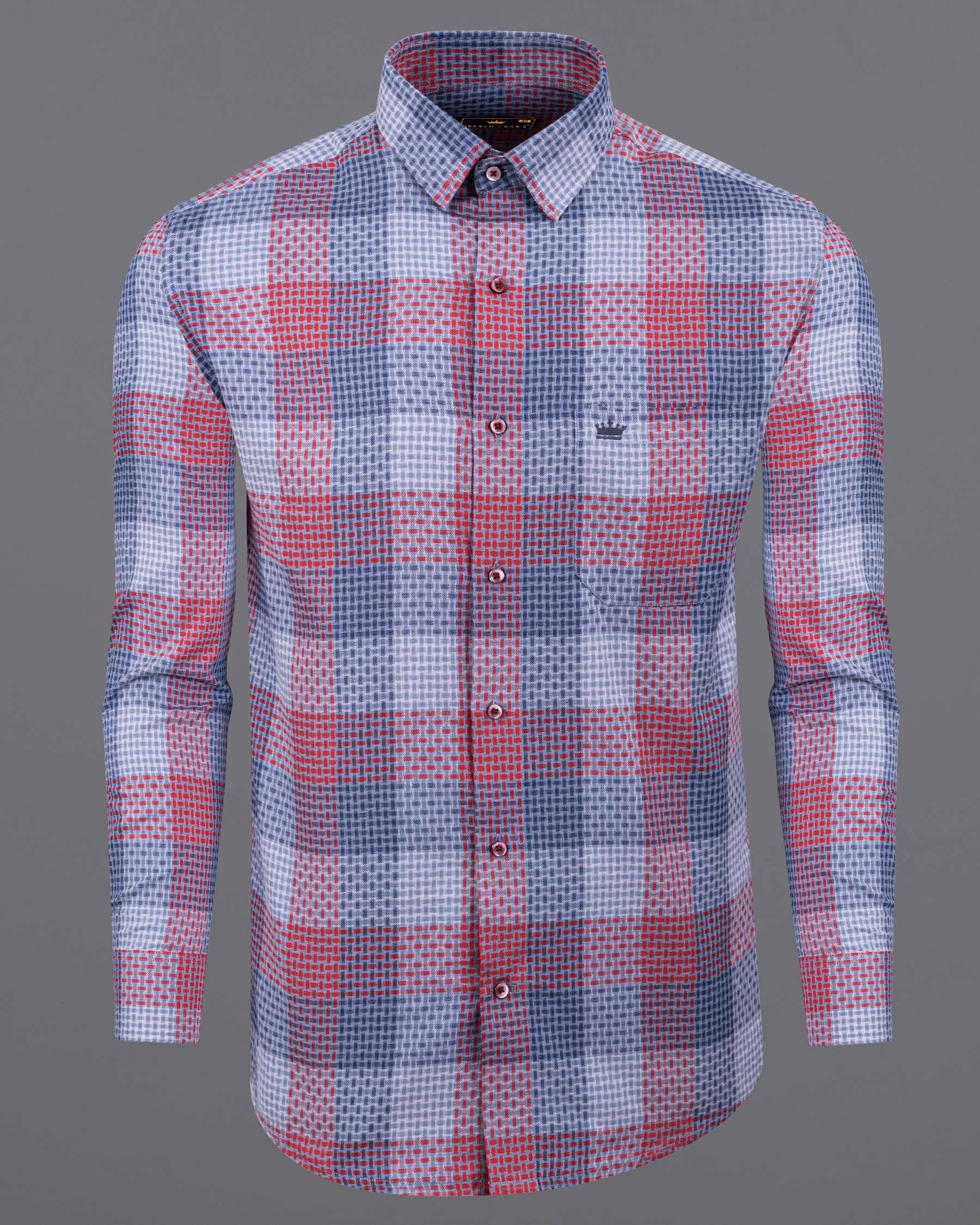 Cloud Burst Blue and Carmine Red Twill Plaid Premium Cotton Shirt 5895-MN-38, 5895-MN-H-38, 5895-MN-39, 5895-MN-H-39, 5895-MN-40, 5895-MN-H-40, 5895-MN-42, 5895-MN-H-42, 5895-MN-44, 5895-MN-H-44, 5895-MN-46, 5895-MN-H-46, 5895-MN-48, 5895-MN-H-48, 5895-MN-50, 5895-MN-H-50, 5895-MN-52, 5895-MN-H-52