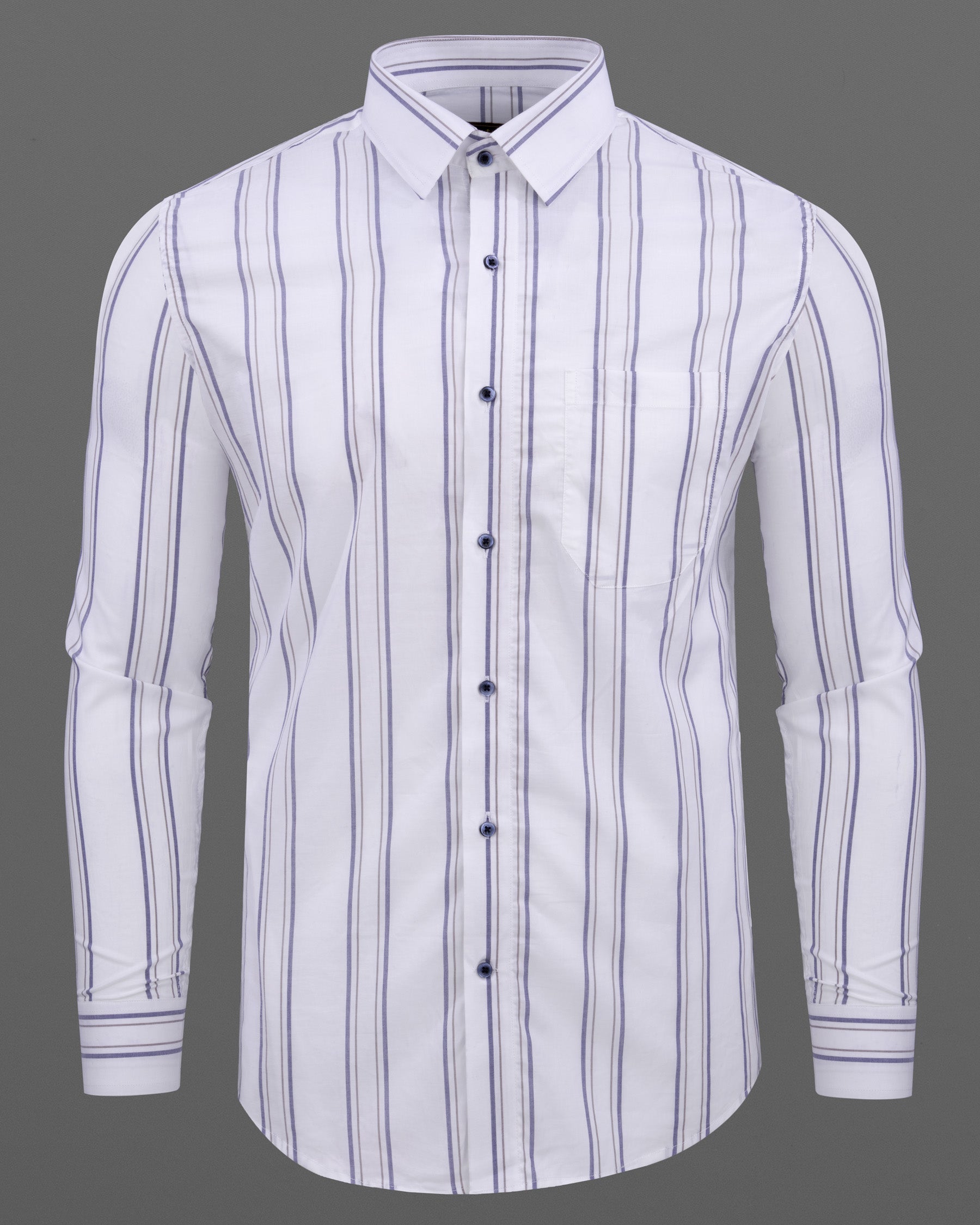 Piano White Striped Premium Cotton Shirt