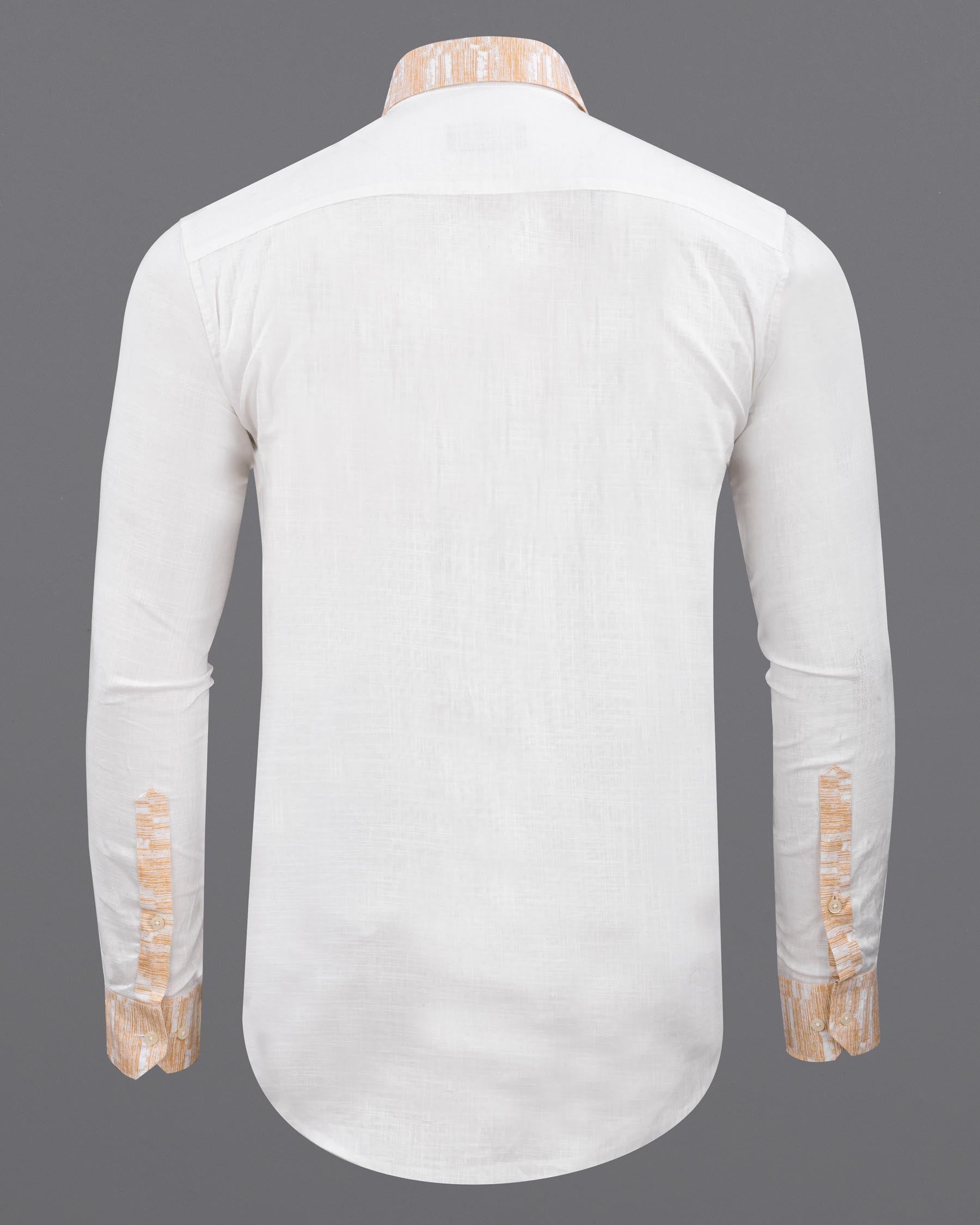 Bright White with orange cuff-collar Luxurious Linen Shirt 5957-38, 5957-H-38, 5957-39, 5957-H-39, 5957-40, 5957-H-40, 5957-42, 5957-H-42, 5957-44, 5957-H-44, 5957-46, 5957-H-46, 5957-48, 5957-H-48, 5957-50, 5957-H-50, 5957-52, 5957-H-52