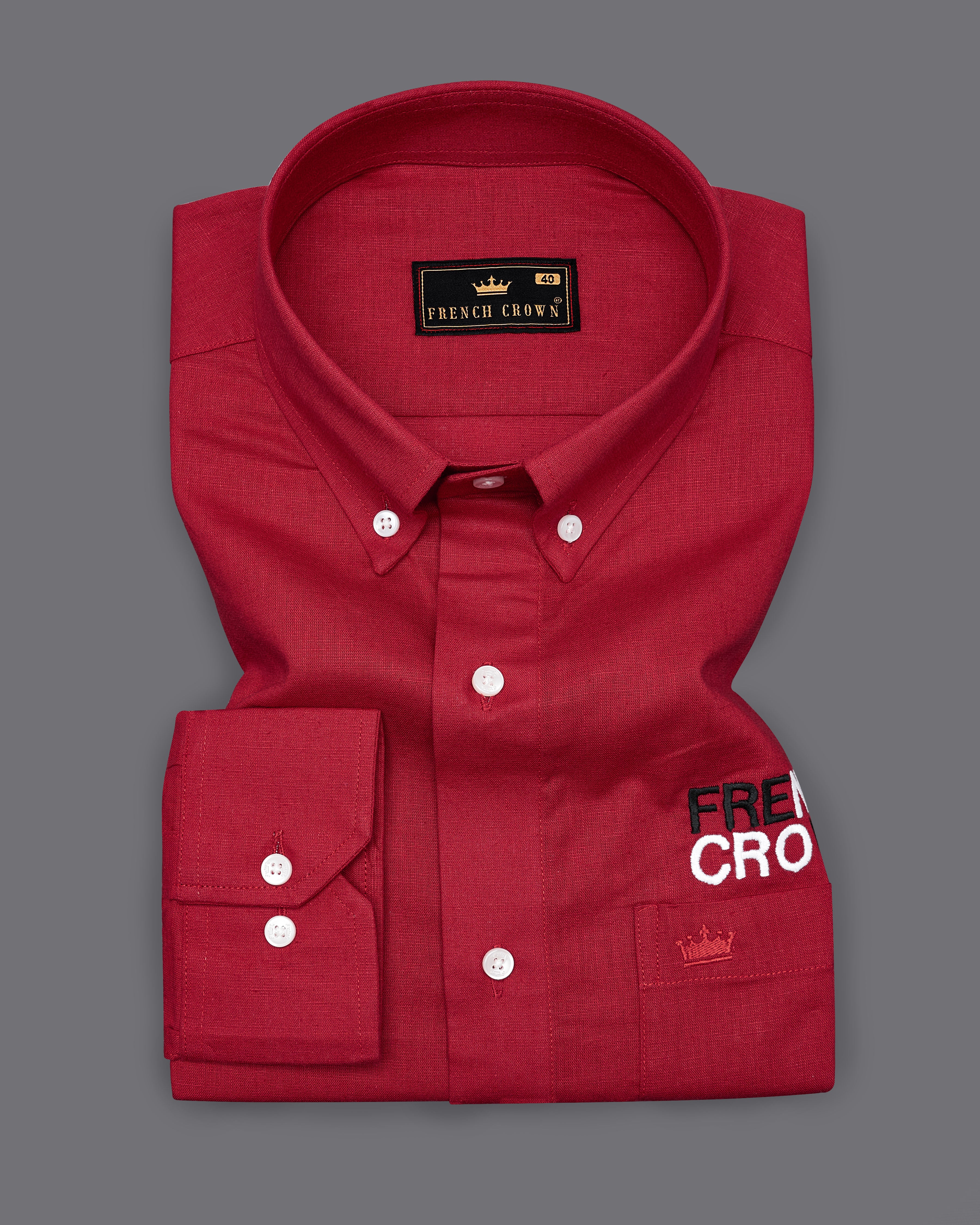 Cornell Red with Black and White Luxurious Linen  Embroidered Signature Shirt 5985-BD-E039-38, 5985-BD-E039-H-38, 5985-BD-E039-39, 5985-BD-E039-H-39, 5985-BD-E039-40, 5985-BD-E039-H-40, 5985-BD-E039-42, 5985-BD-E039-H-42, 5985-BD-E039-44, 5985-BD-E039-H-44, 5985-BD-E039-46, 5985-BD-E039-H-46, 5985-BD-E039-48, 5985-BD-E039-H-48, 5985-BD-E039-50, 5985-BD-E039-H-50, 5985-BD-E039-52, 5985-BD-E039-H-52