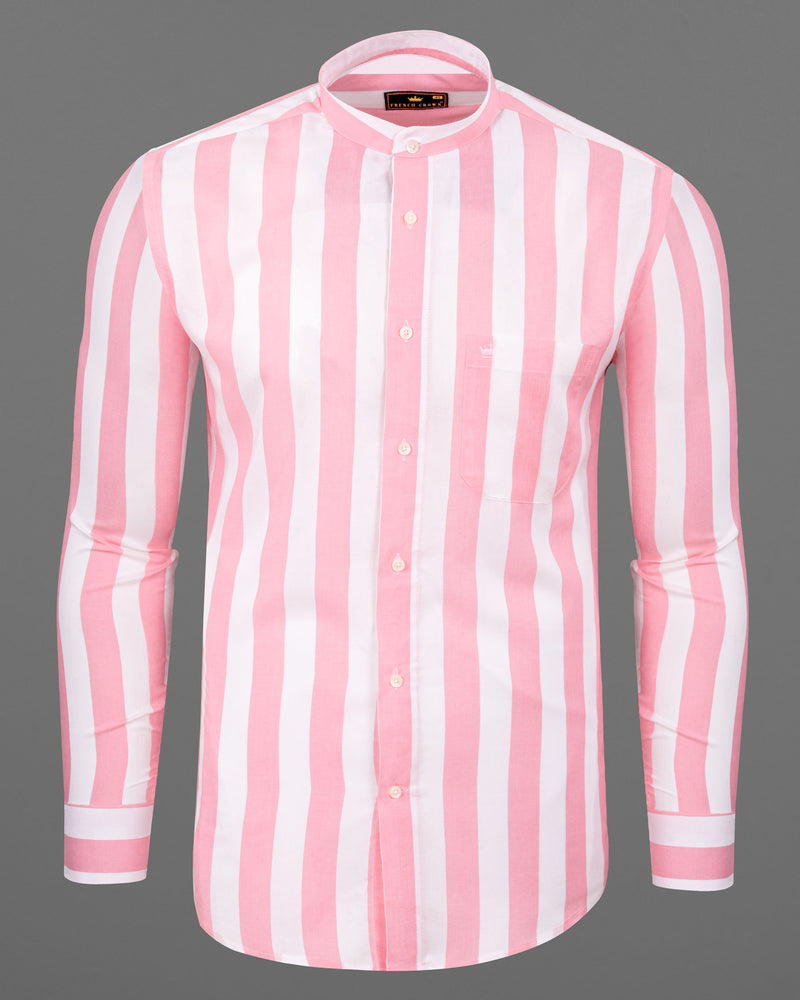 Kawaii Pink with Bright White Thick Striped Premium Tencel Shirt 6039-M-38, 6039-M-H-38,  6039-M-39, 6039-M-H-39, 6039-M-40, 6039-M-H-40, 039-M-42, 6039-M-H-42, 6039-M-44,  6039-M-H-44, 6039-M-46, 6039-M-H-46, 6039-M-48, 6039-M-H-48, 6039-M-50, 6039-M-H-50,  6039-M-52, 6039-M-H-52