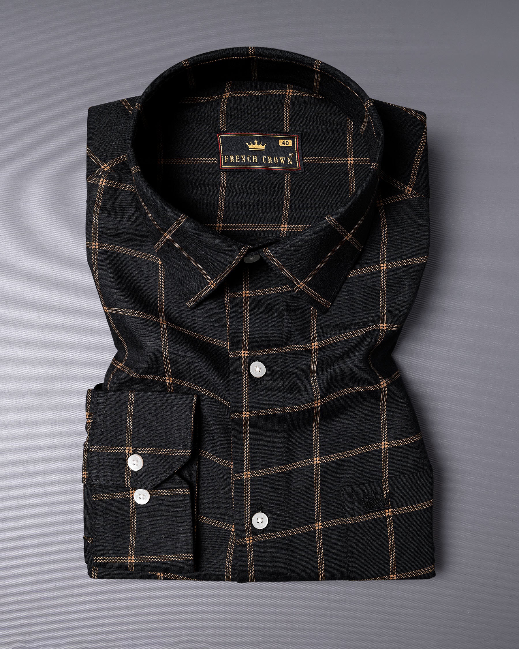 Jade Black with Brown windowpane Premium Tencel Shirt 6061-BLK-38, 6061-BLK-H-38, 6061-BLK-39, 6061-BLK-H-39, 6061-BLK-40, 6061-BLK-H-40, 6061-BLK-42, 6061-BLK-H-42, 6061-BLK-44, 6061-BLK-H-44, 6061-BLK-46, 6061-BLK-H-46, 6061-BLK-48, 6061-BLK-H-48, 6061-BLK-50, 6061-BLK-H-50, 6061-BLK-52, 6061-BLK-H-52