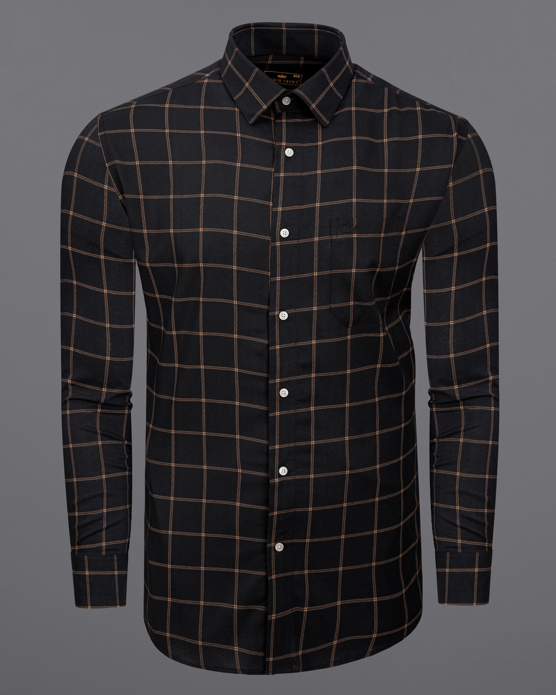 Jade Black with Brown windowpane Premium Tencel Shirt 6061-BLK-38, 6061-BLK-H-38, 6061-BLK-39, 6061-BLK-H-39, 6061-BLK-40, 6061-BLK-H-40, 6061-BLK-42, 6061-BLK-H-42, 6061-BLK-44, 6061-BLK-H-44, 6061-BLK-46, 6061-BLK-H-46, 6061-BLK-48, 6061-BLK-H-48, 6061-BLK-50, 6061-BLK-H-50, 6061-BLK-52, 6061-BLK-H-52
