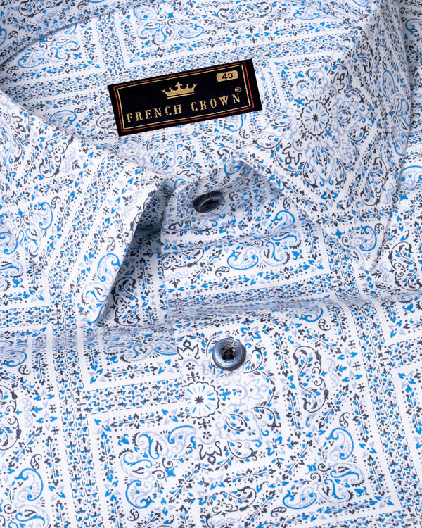 Bright White Micro flowers Printed Super Soft Premium Cotton Shirt 6064-BLE-38, 6064-BLE-H-38, 6064-BLE-39, 6064-BLE-H-39, 6064-BLE-40, 6064-BLE-H-40, 6064-BLE-42, 6064-BLE-H-42, 6064-BLE-44, 6064-BLE-H-44, 6064-BLE-46, 6064-BLE-H-46, 6064-BLE-48, 6064-BLE-H-48, 6064-BLE-50, 6064-BLE-H-50, 6064-BLE-52, 6064-BLE-H-52