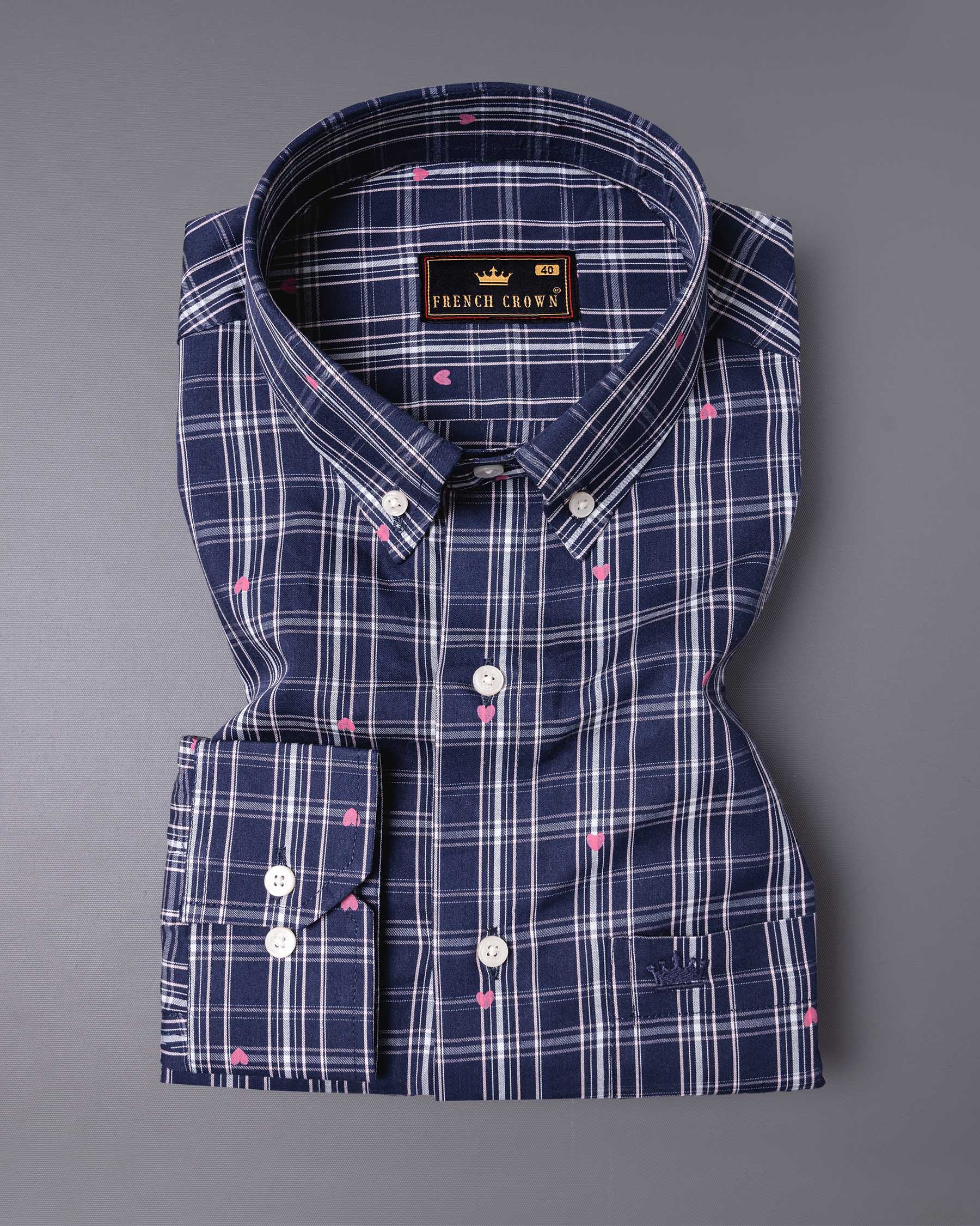 Port Gore Blue Heart Printed Plaid Premium Cotton Shirt 6066-BD-38, 6066-BD-H-38, 6066-BD-39, 6066-BD-H-39, 6066-BD-40, 6066-BD-H-40, 6066-BD-42, 6066-BD-H-42, 6066-BD-44, 6066-BD-H-44, 6066-BD-46, 6066-BD-H-46, 6066-BD-48, 6066-BD-H-48, 6066-BD-50, 6066-BD-H-50, 6066-BD-52, 6066-BD-H-52