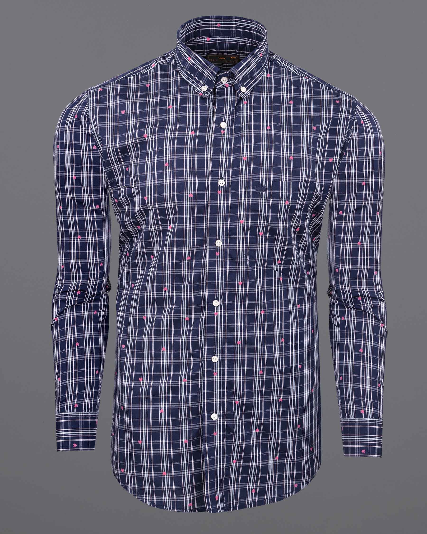 Port Gore Blue Heart Printed Plaid Premium Cotton Shirt 6066-BD-38, 6066-BD-H-38, 6066-BD-39, 6066-BD-H-39, 6066-BD-40, 6066-BD-H-40, 6066-BD-42, 6066-BD-H-42, 6066-BD-44, 6066-BD-H-44, 6066-BD-46, 6066-BD-H-46, 6066-BD-48, 6066-BD-H-48, 6066-BD-50, 6066-BD-H-50, 6066-BD-52, 6066-BD-H-52