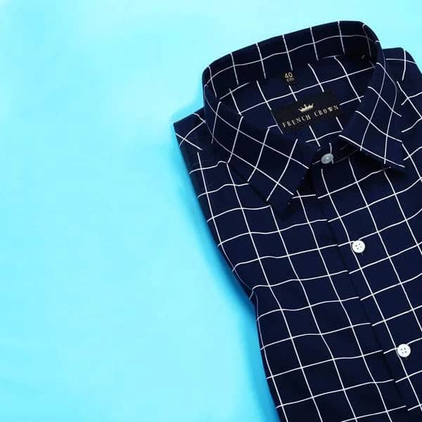Blue Checked Soft Satin Shirt