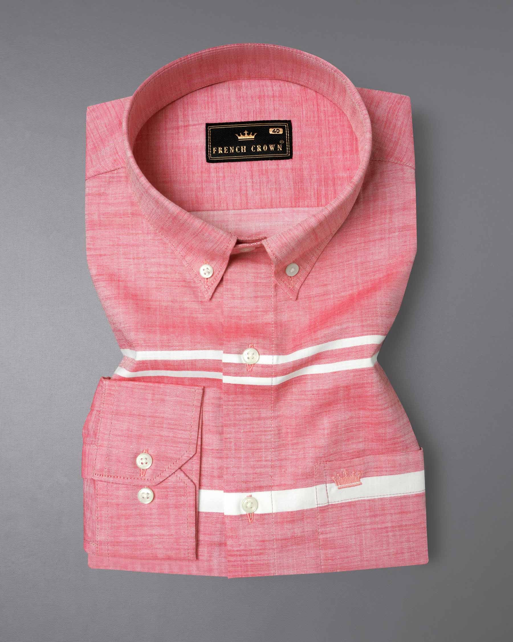 Geraldine Pink Striped Chambray Textured Premium Cotton Shirt 6089-BD-38, 6089-BD-H-38, 6089-BD-39, 6089-BD-H-39, 6089-BD-40, 6089-BD-H-40, 6089-BD-42, 6089-BD-H-42,6089-BD-44, 6089-BD-H-44, 6089-BD-46, 6089-BD-H-46, 6089-BD-48, 6089-BD-H-48, 6089-BD-50, 6089-BD-H-50, 6089-BD-52, 6089-BD-H-52