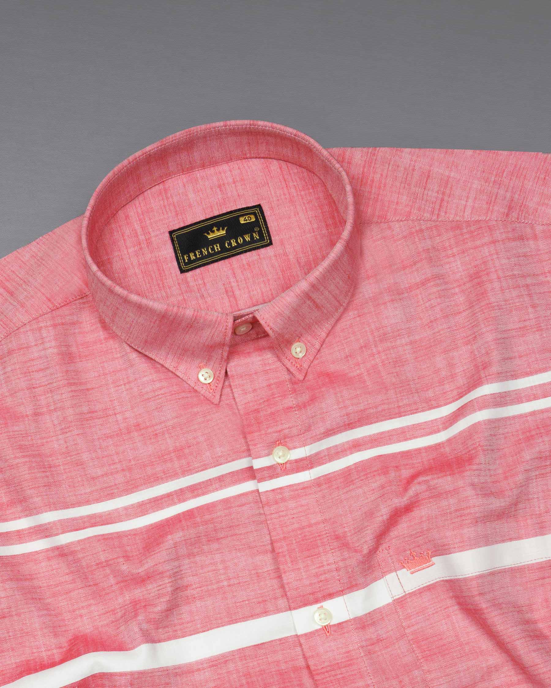 Geraldine Pink Striped Chambray Textured Premium Cotton Shirt 6089-BD-38, 6089-BD-H-38, 6089-BD-39, 6089-BD-H-39, 6089-BD-40, 6089-BD-H-40, 6089-BD-42, 6089-BD-H-42,6089-BD-44, 6089-BD-H-44, 6089-BD-46, 6089-BD-H-46, 6089-BD-48, 6089-BD-H-48, 6089-BD-50, 6089-BD-H-50, 6089-BD-52, 6089-BD-H-52