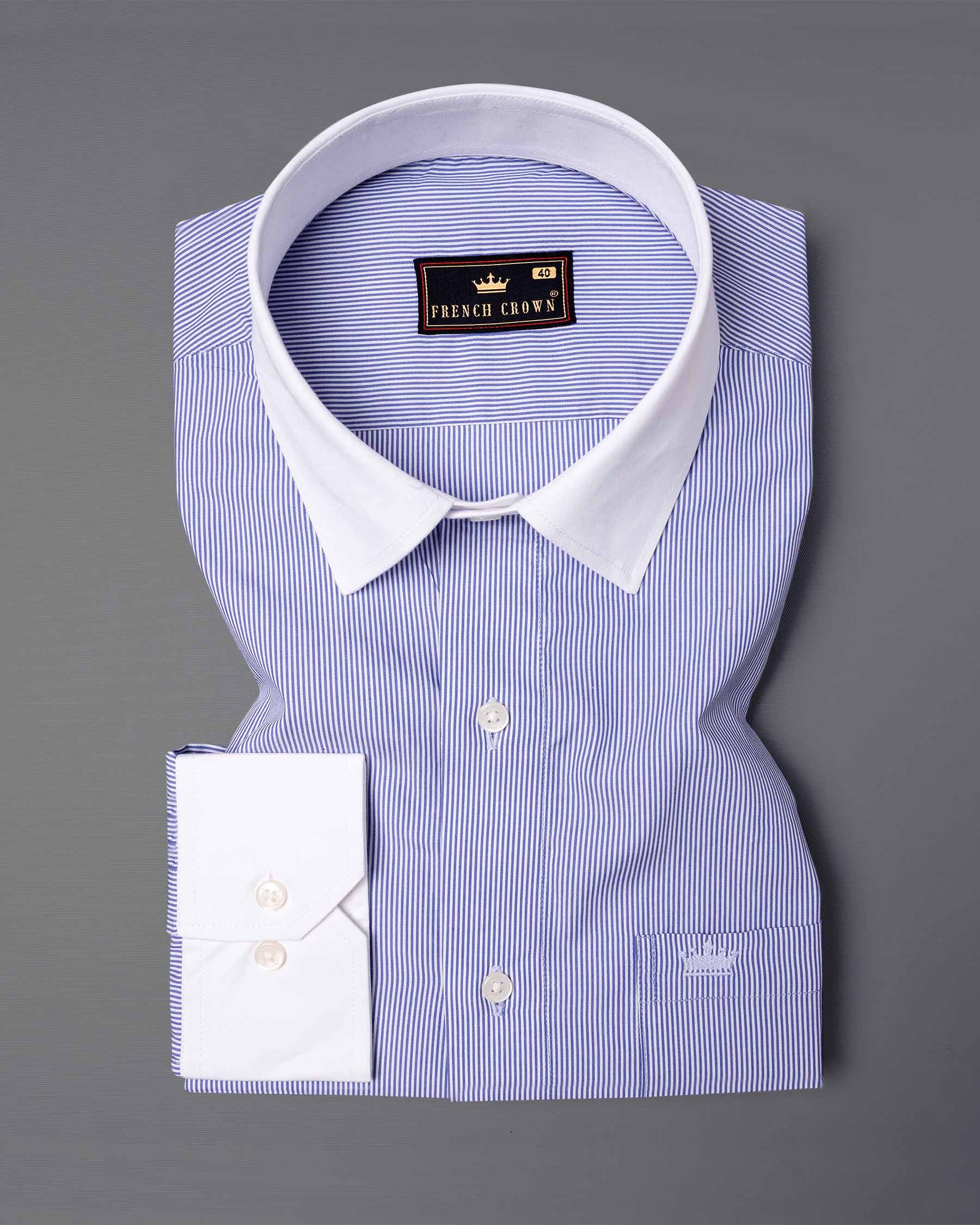 Wild Blue Yonder Pin Striped With White Collar Premium Cotton Shirt 6118-WCC-38, 6118-WCC-H-38, 6118-WCC-39, 6118-WCC-H-39, 6118-WCC-40, 6118-WCC-H-40, 6118-WCC-42, 6118-WCC-H-42, 6118-WCC-44, 6118-WCC-H-44, 6118-WCC-46, 6118-WCC-H-46, 6118-WCC-48, 6118-WCC-H-48, 6118-WCC-50, 6118-WCC-H-50, 6118-WCC-52, 6118-WCC-H-52