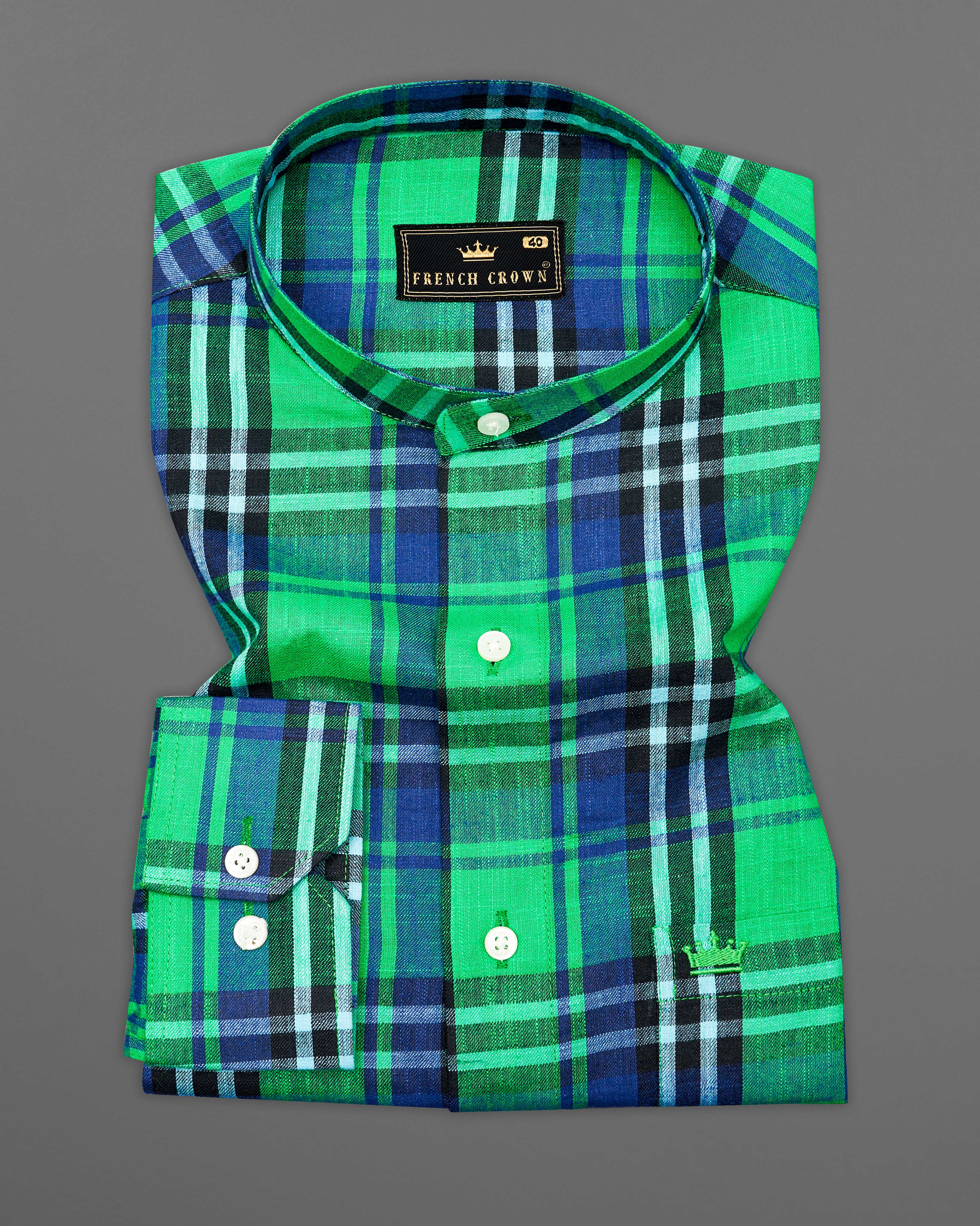 Dark Mint Green with Cerulean Blue Plaid Luxurious Linen Designer Shirt 6121-M-E046-38, 6121-M-E046-H-38, 6121-M-E046-39, 6121-M-E046-H-39, 6121-M-E046-40, 6121-M-E046-H-40, 6121-M-E046-42, 6121-M-E046-H-42, 6121-M-E046-44, 6121-M-E046-H-44, 6121-M-E046-46, 6121-M-E046-H-46, 6121-M-E046-48, 6121-M-E046-H-48, 6121-M-E046-50, 6121-M-E046-H-50, 6121-M-E046-52, 6121-M-E046-H-52