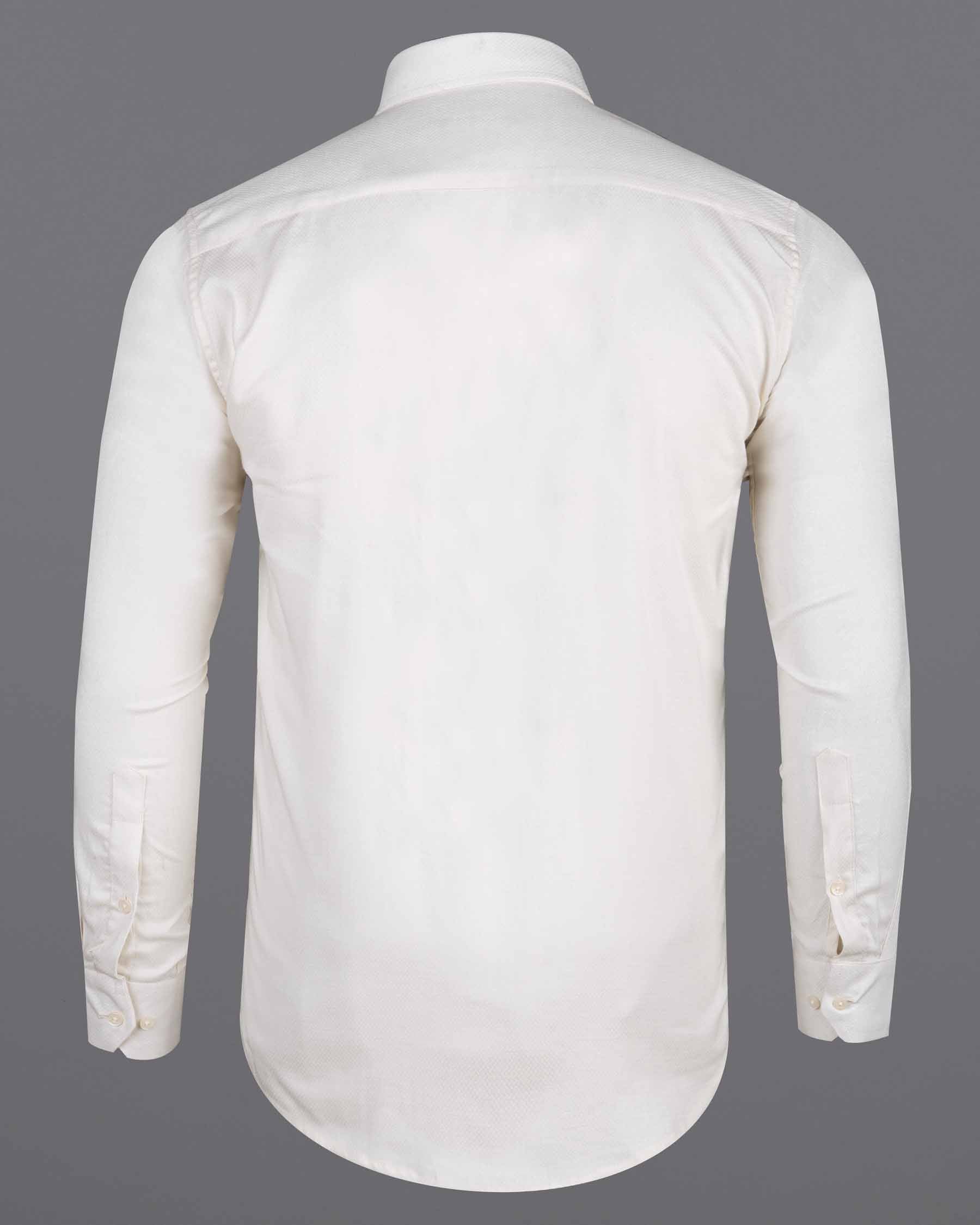 Milky White Formal Textured Premium Cotton Shirt For Men - Snitch
