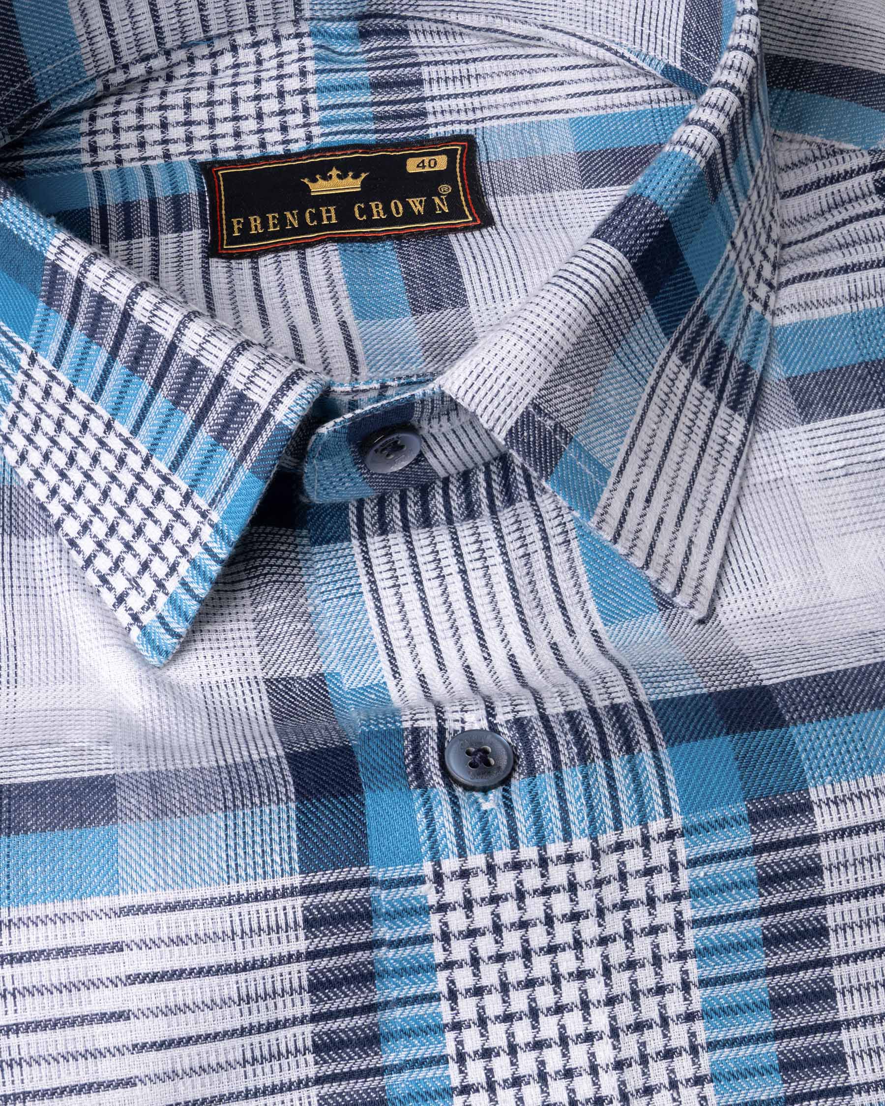 Snitch Shirts - Bright White with Pelorous Blue Formal Checks-Plaid ...