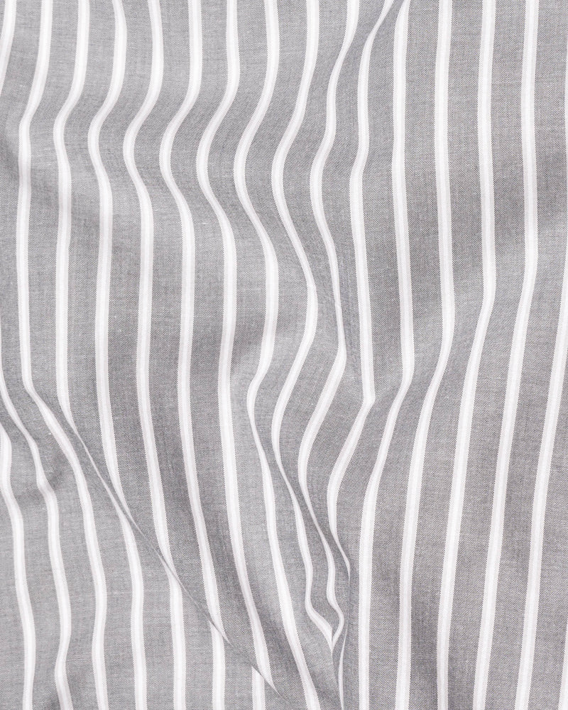 French Grey with White Striped Premium Cotton Shirt 6342-38,6342-H-38,6342-39,6342-H-39,6342-40,6342-H-40,6342-42,6342-H-42,6342-44,6342-H-44,6342-46,6342-H-46,6342-48,6342-H-48,6342-50,6342-H-50,6342-52,6342-H-52
