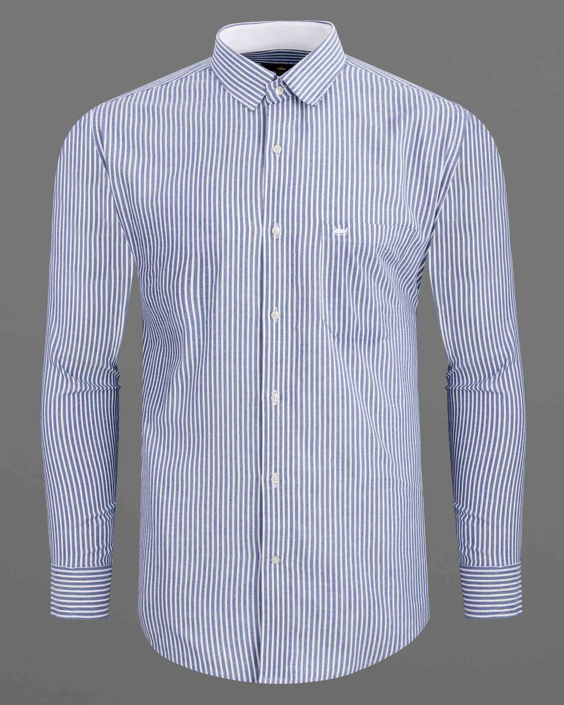 Chetwode Blue with White Striped Royal Oxford Shirt