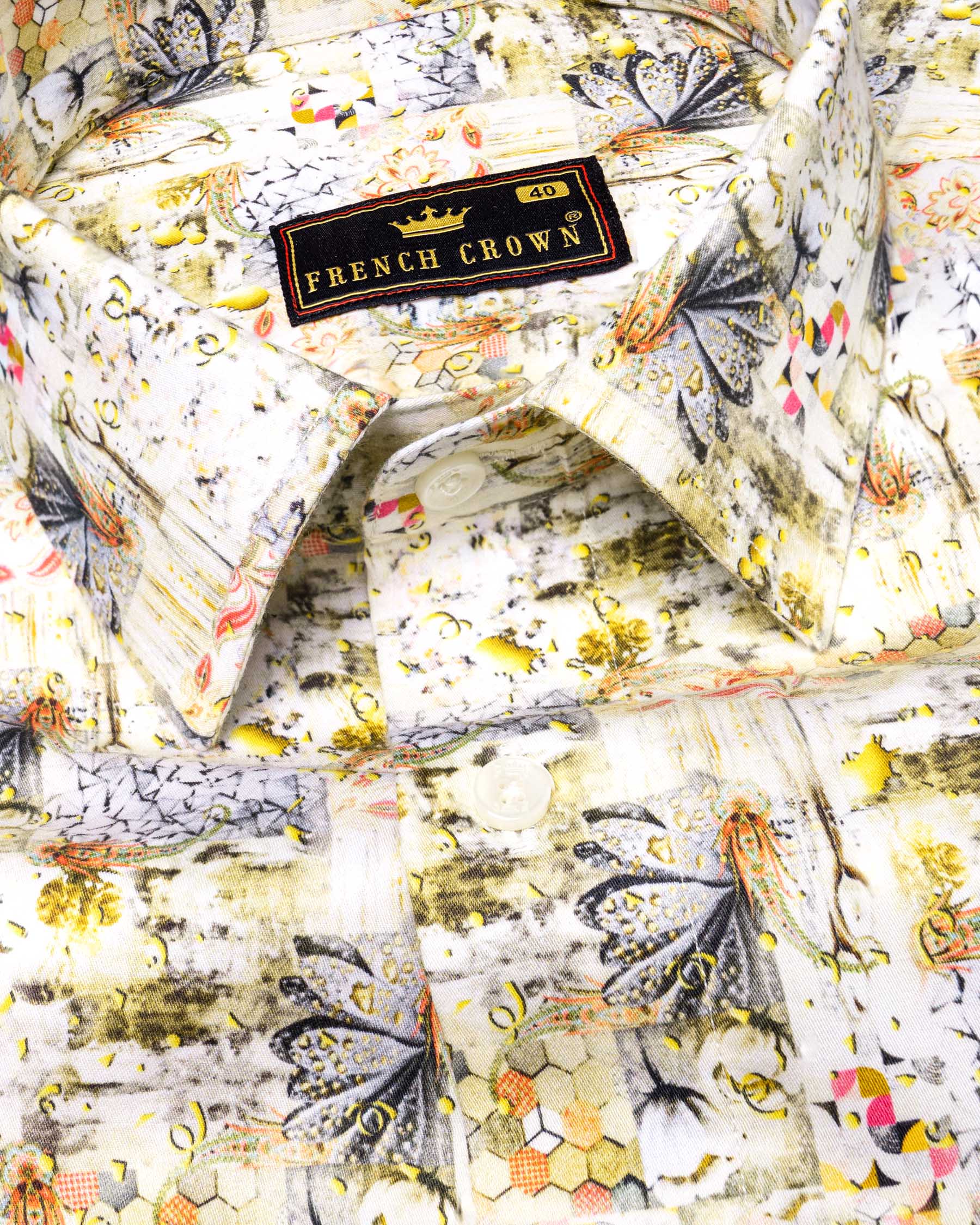 yellow Flowers and paisley Printed Super Soft Premium Cotton Shirt 6362-38,6362-H-38,6362-39,6362-H-39,6362-40,6362-H-40,6362-42,6362-H-42,6362-44,6362-H-44,6362-46,6362-H-46,6362-48,6362-H-48,6362-50,6362-H-50,6362-52,6362-H-52