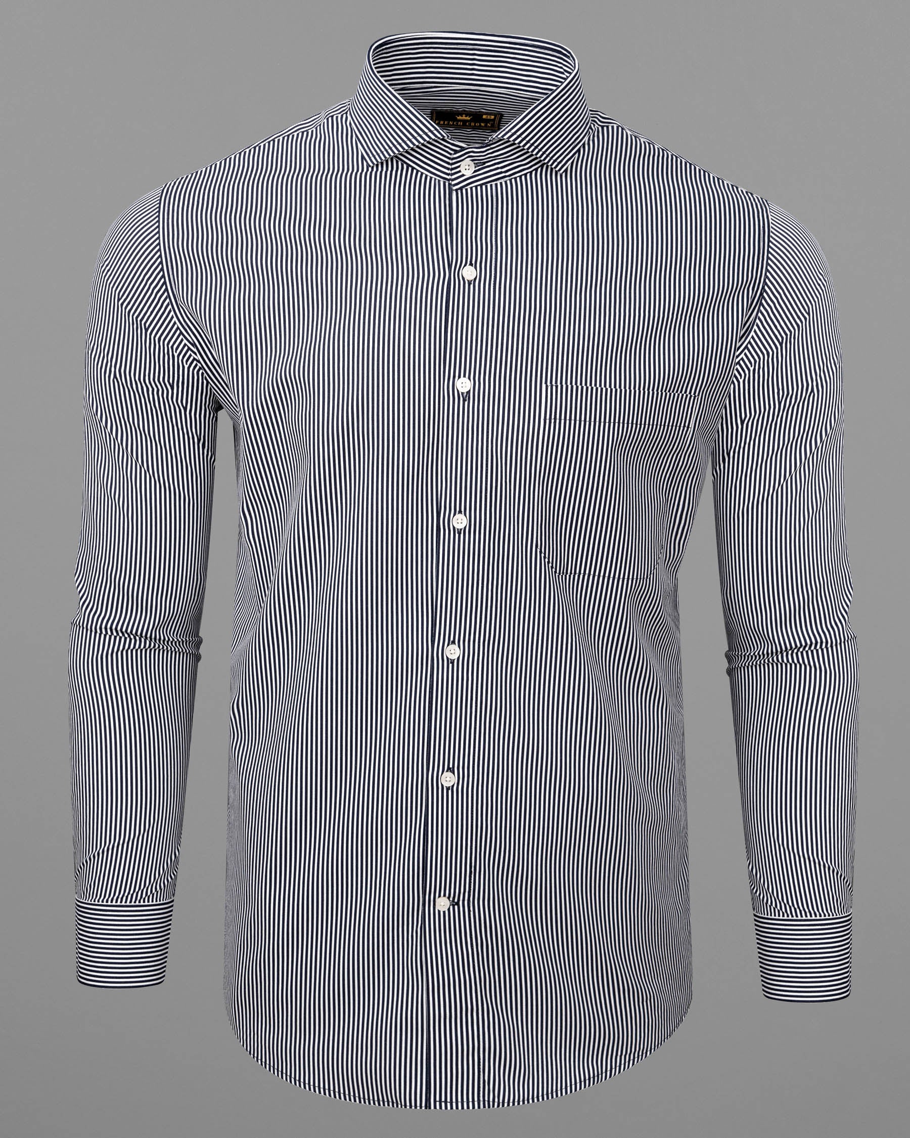 Bright White Striped Premium Cotton Shirt