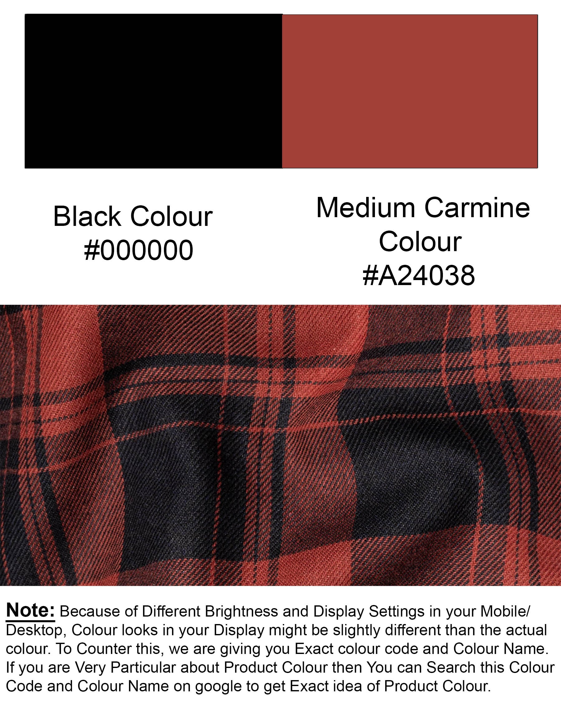 Jade Black and Medium Carmine Twill Plaid Premium Cotton Shirt 6373-M-38,6373-M-H-38,6373-M-39,6373-M-H-39,6373-M-40,6373-M-H-40,6373-M-42,6373-M-H-42,6373-M-44,6373-M-H-44,6373-M-46,6373-M-H-46,6373-M-48,6373-M-H-48,6373-M-50,6373-M-H-50,6373-M-52,6373-M-H-52AC