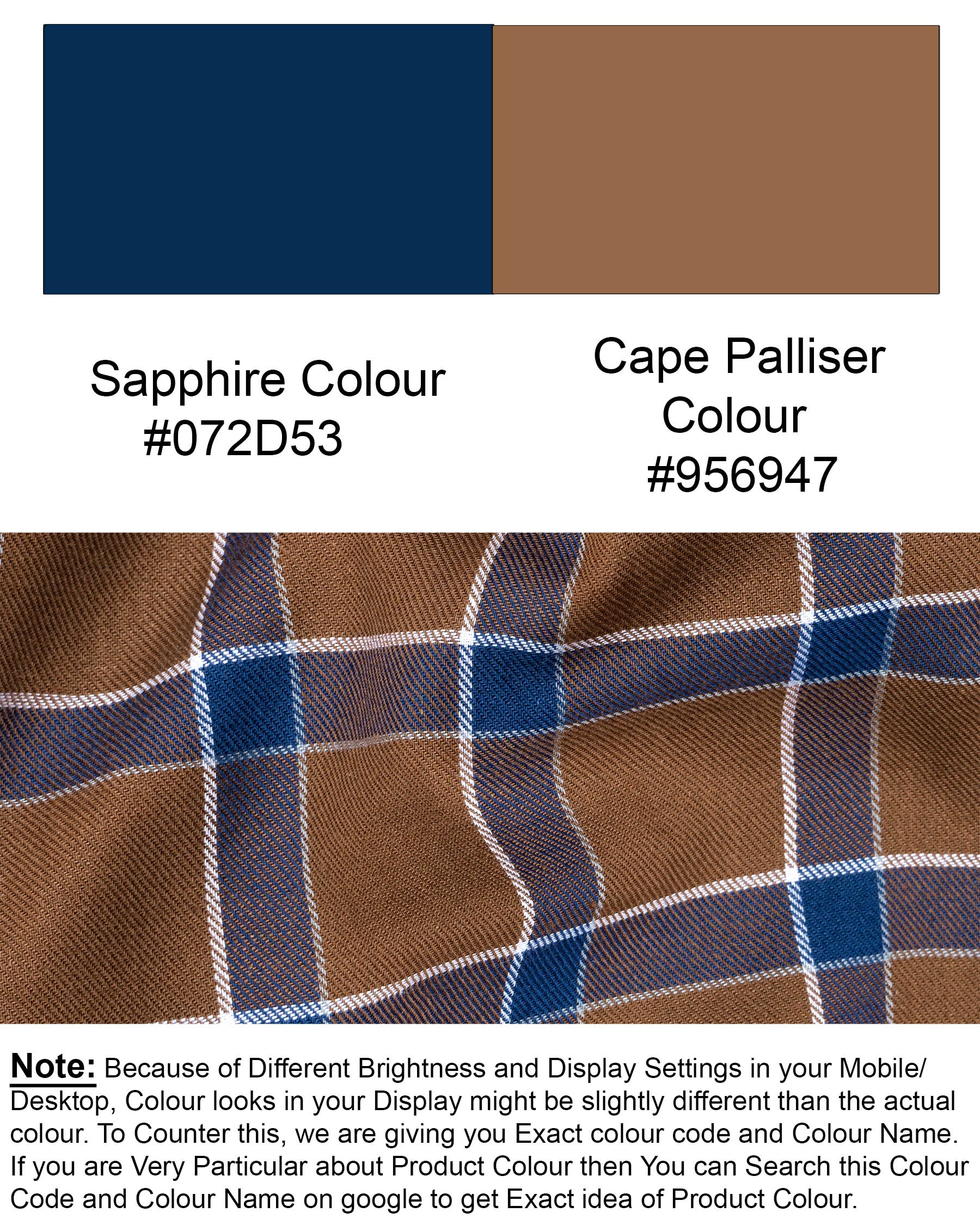 Sapphire Blue and Cape Palliser brown Twill Windowpane Premium Cotton Shirt 6375-BD-38,6375-BD-H-38,6375-BD-39,6375-BD-H-39,6375-BD-40,6375-BD-H-40,6375-BD-42,6375-BD-H-42,6375-BD-44,6375-BD-H-44,6375-BD-46,6375-BD-H-46,6375-BD-48,6375-BD-H-48,6375-BD-50,6375-BD-H-50,6375-BD-52,6375-BD-H-52