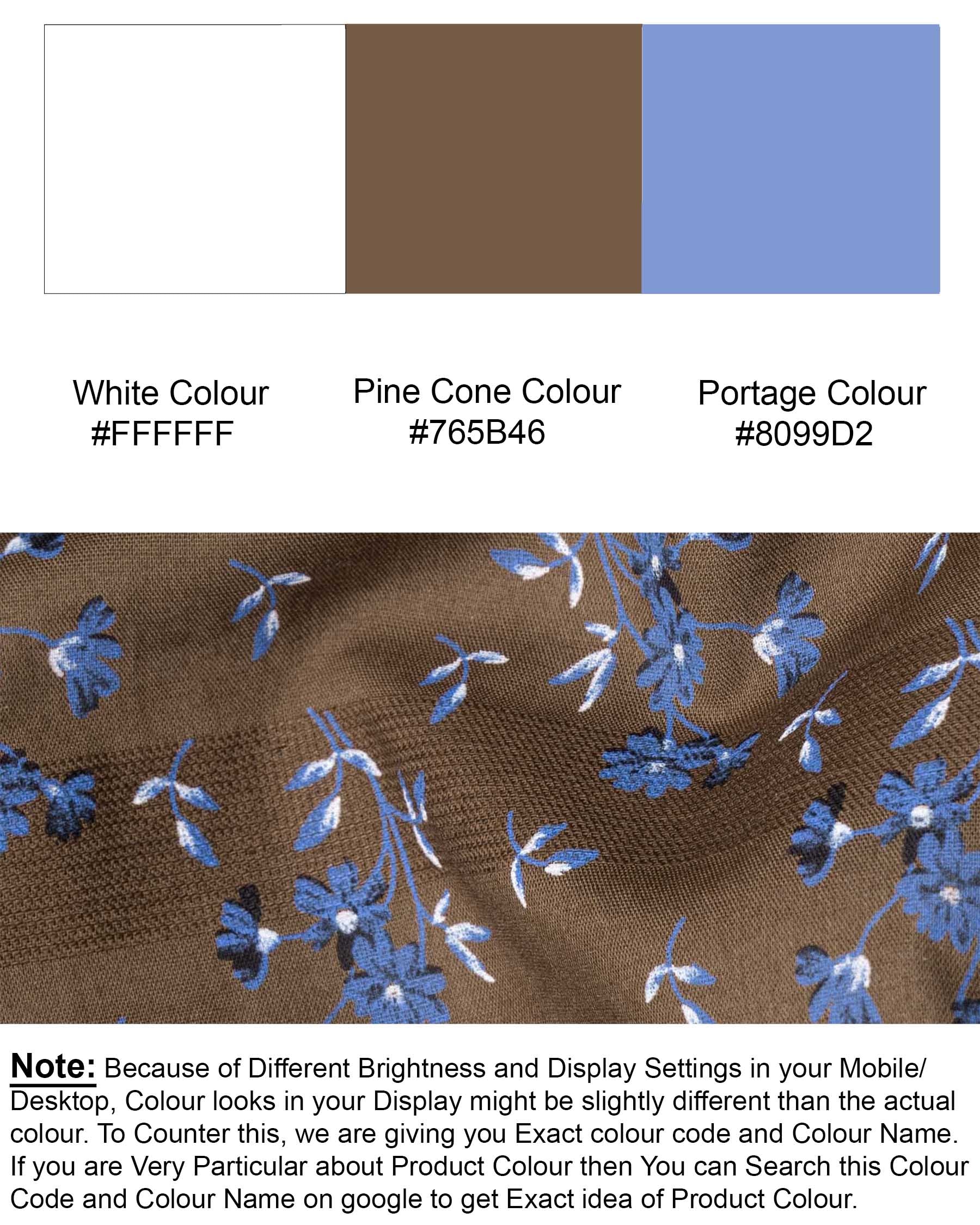 Pine Cone Brown Floral Printed Dobby Premium Giza Cotton Shirt 6381-BLE-38,6381-BLE-H-38,6381-BLE-39,6381-BLE-H-39,6381-BLE-40,6381-BLE-H-40,6381-BLE-42,6381-BLE-H-42,6381-BLE-44,6381-BLE-H-44,6381-BLE-46,6381-BLE-H-46,6381-BLE-48,6381-BLE-H-48,6381-BLE-50,6381-BLE-H-50,6381-BLE-52,6381-BLE-H-52