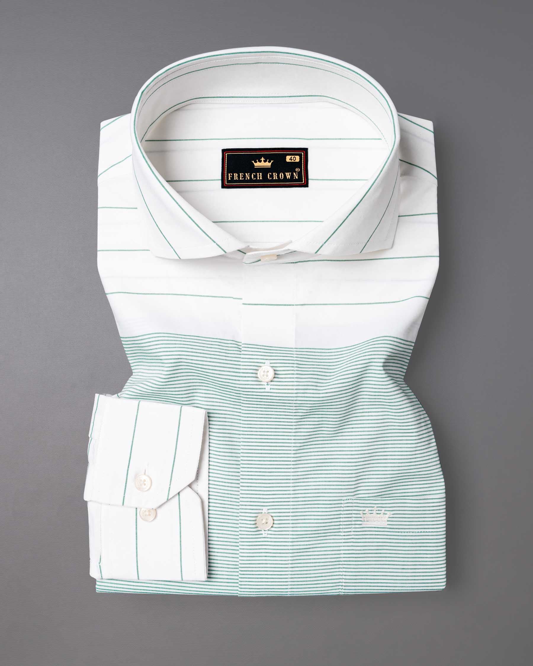 Bright White with Green Horizontal Striped Premium Cotton Shirt 6392-CA-38,6392-CA-H-38,6392-CA-39,6392-CA-H-39,6392-CA-40,6392-CA-H-40,6392-CA-42,6392-CA-H-42,6392-CA-44,6392-CA-H-44,6392-CA-46,6392-CA-H-46,6392-CA-48,6392-CA-H-48,6392-CA-50,6392-CA-H-50,6392-CA-52,6392-CA-H-52