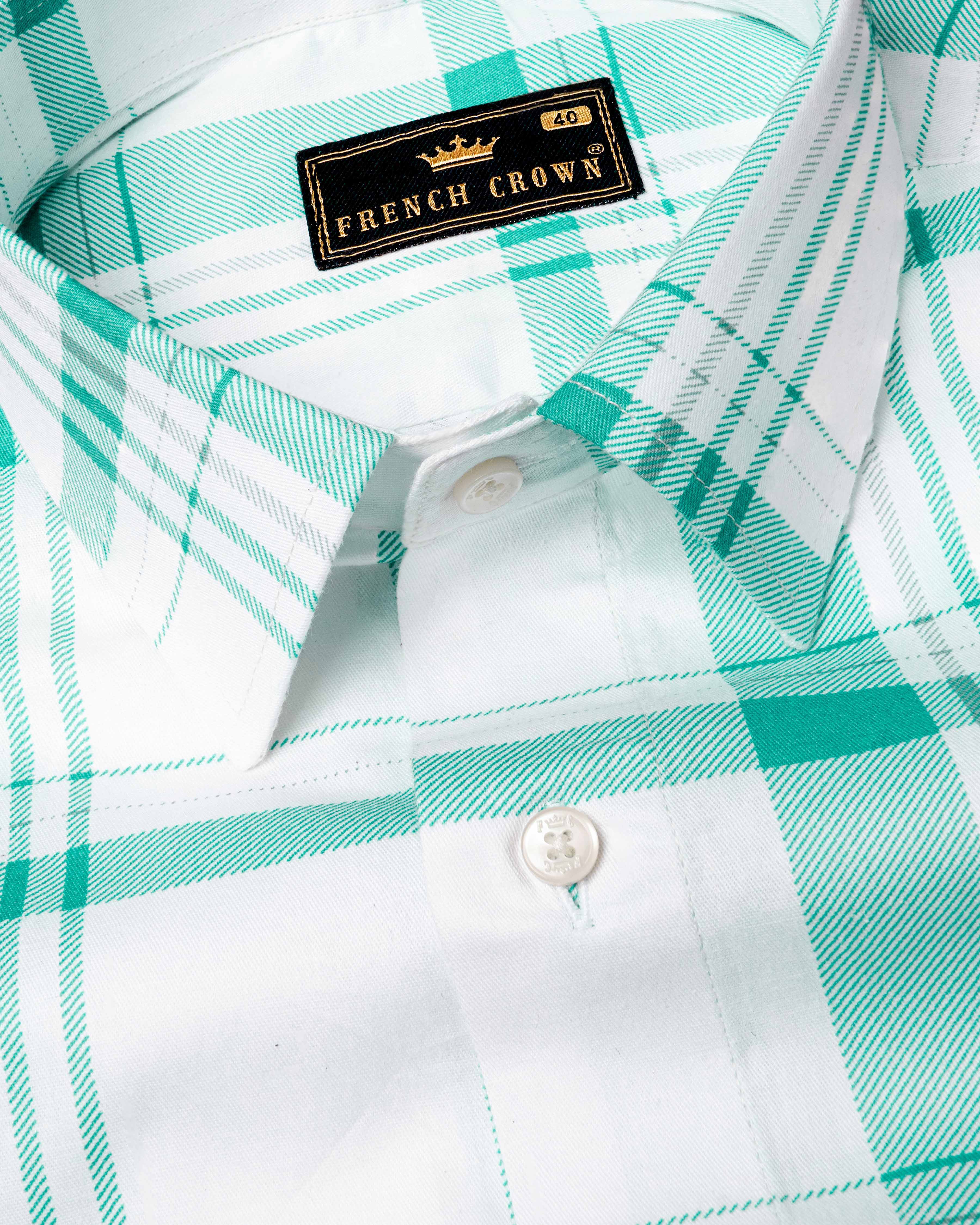 Bright White With Aqua Plaid Royal Oxford Shirt 6394-38,6394-H-38,6394-39,6394-H-39,6394-40,6394-H-40,6394-42,6394-H-42,6394-44,6394-H-44,6394-46,6394-H-46,6394-48,6394-H-48,6394-50,6394-H-50,6394-52,6394-H-52