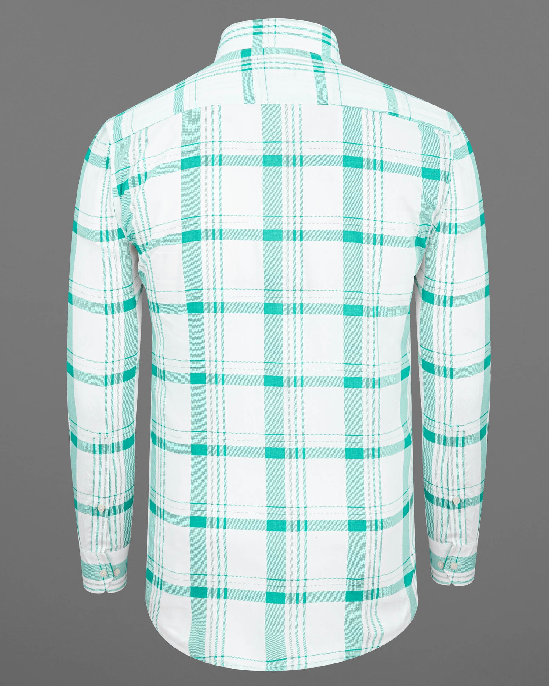 Bright White With Aqua Plaid Royal Oxford Shirt 6394-38,6394-H-38,6394-39,6394-H-39,6394-40,6394-H-40,6394-42,6394-H-42,6394-44,6394-H-44,6394-46,6394-H-46,6394-48,6394-H-48,6394-50,6394-H-50,6394-52,6394-H-52