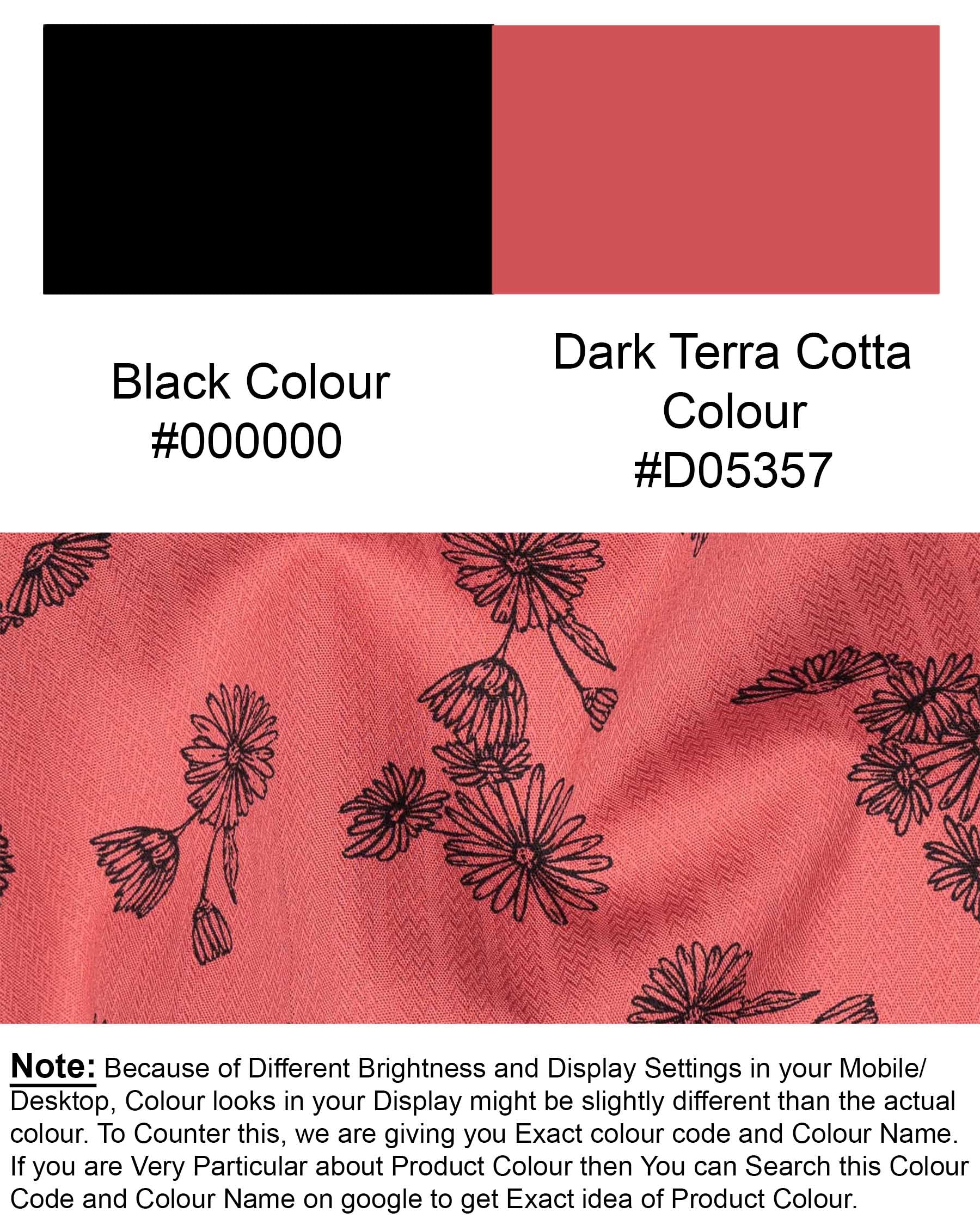 Dark Terra Cotta Floral Printed Dobby Textured Premium Giza Cotton Shirt 6402-CA-BLK-38, 6402-CA-BLK-H-38, 6402-CA-BLK-39, 6402-CA-BLK-H-39, 6402-CA-BLK-40, 6402-CA-BLK-H-40, 6402-CA-BLK-42, 6402-CA-BLK-H-42, 6402-CA-BLK-44, 6402-CA-BLK-H-44, 6402-CA-BLK-46, 6402-CA-BLK-H-46, 6402-CA-BLK-48, 6402-CA-BLK-H-48, 6402-CA-BLK-50, 6402-CA-BLK-H-50, 6402-CA-BLK-52, 6402-CA-BLK-H-52