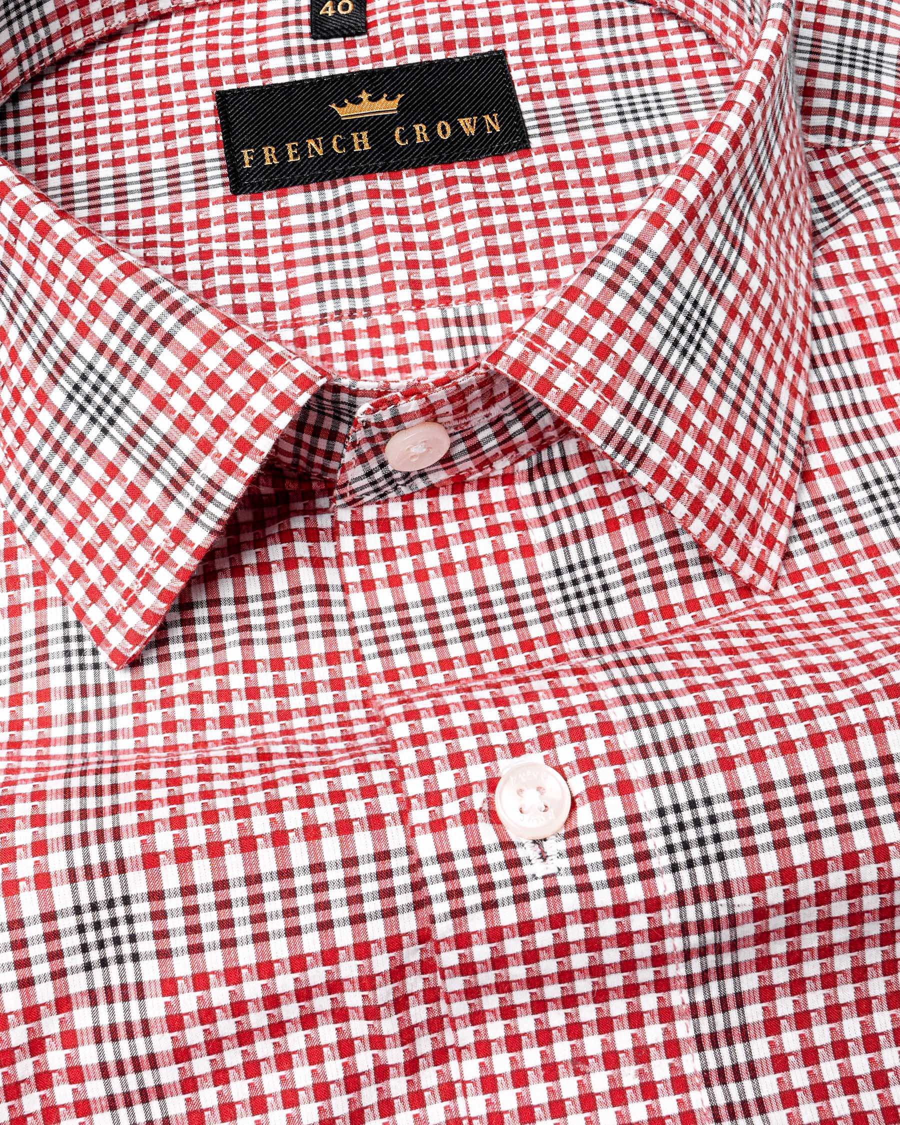 Persian Red and Black Plaid Premium Cotton Shirt 6428-38, 6428-H-38, 6428-39, 6428-H-39, 6428-40, 6428- M-H-40, 6428-42, 6428-H-42, 6428-44, 6428-H-44, 6428-46, 6428-H-46, 6428-48, 6428-H-48, 6428-50, 6428-H-50, 6428-52, 6428-H-52