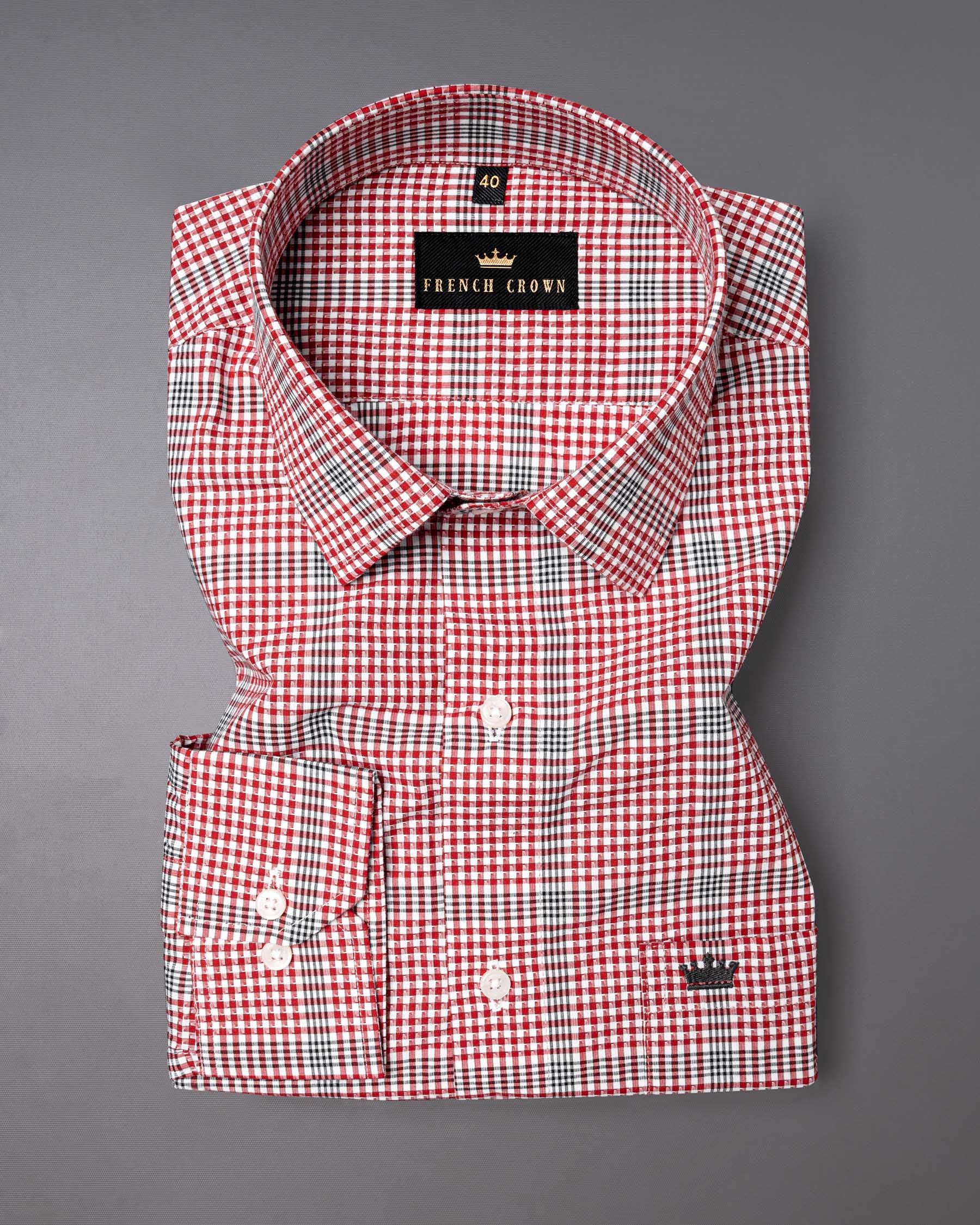 Persian Red and Black Plaid Premium Cotton Shirt 6428-38, 6428-H-38, 6428-39, 6428-H-39, 6428-40, 6428- M-H-40, 6428-42, 6428-H-42, 6428-44, 6428-H-44, 6428-46, 6428-H-46, 6428-48, 6428-H-48, 6428-50, 6428-H-50, 6428-52, 6428-H-52