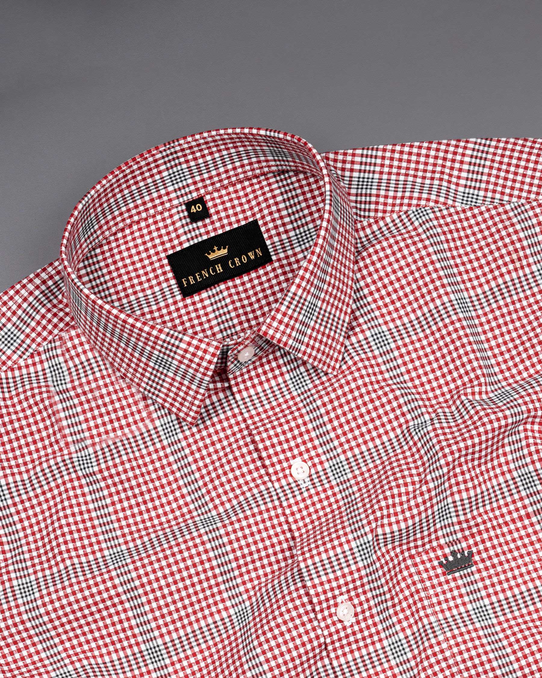 Persian Red and Black Plaid Premium Cotton Shirt 6428-38, 6428-H-38, 6428-39, 6428-H-39, 6428-40, 6428- M-H-40, 6428-42, 6428-H-42, 6428-44, 6428-H-44, 6428-46, 6428-H-46, 6428-48, 6428-H-48, 6428-50, 6428-H-50, 6428-52, 6428-H-52