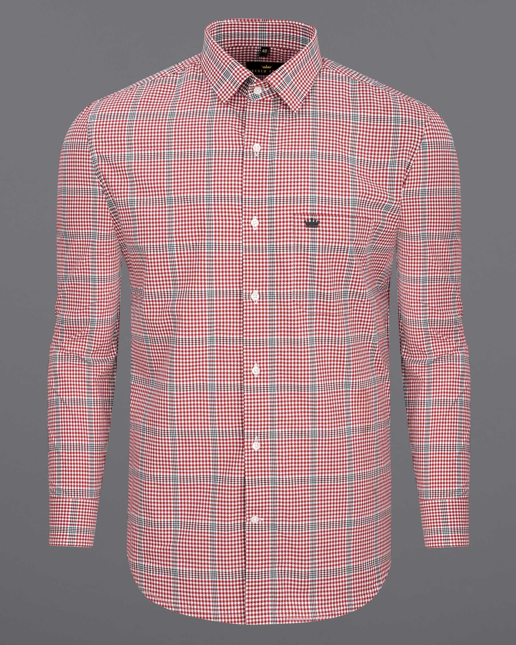 Persian Red and Black Plaid Premium Cotton Shirt 6428-38, 6428-H-38, 6428-39, 6428-H-39, 6428-40, 6428- M-H-40, 6428-42, 6428-H-42, 6428-44, 6428-H-44, 6428-46, 6428-H-46, 6428-48, 6428-H-48, 6428-50, 6428-H-50, 6428-52, 6428-H-52